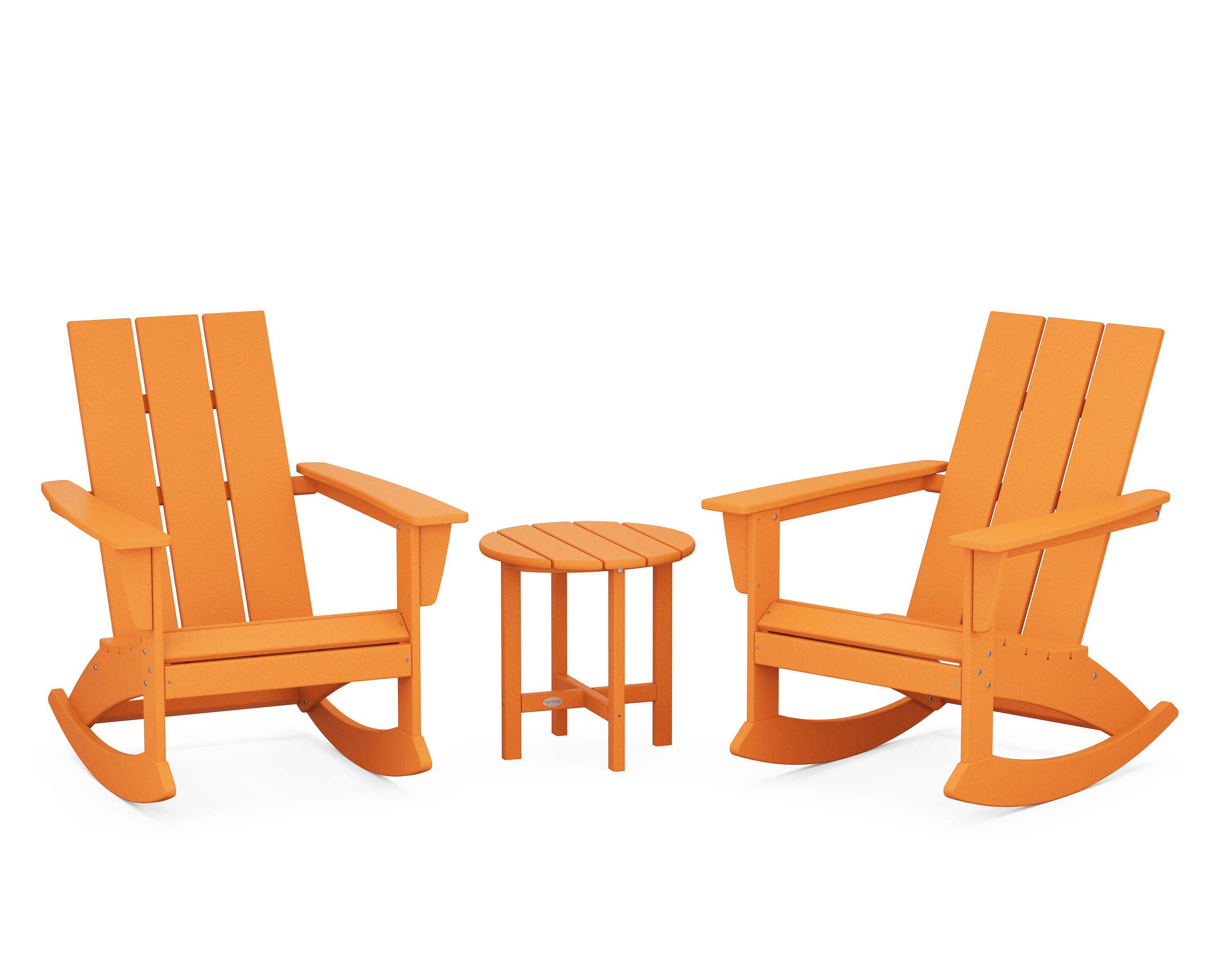 Modern 3-Piece Adirondack Rocking Chair Set in Tangerine