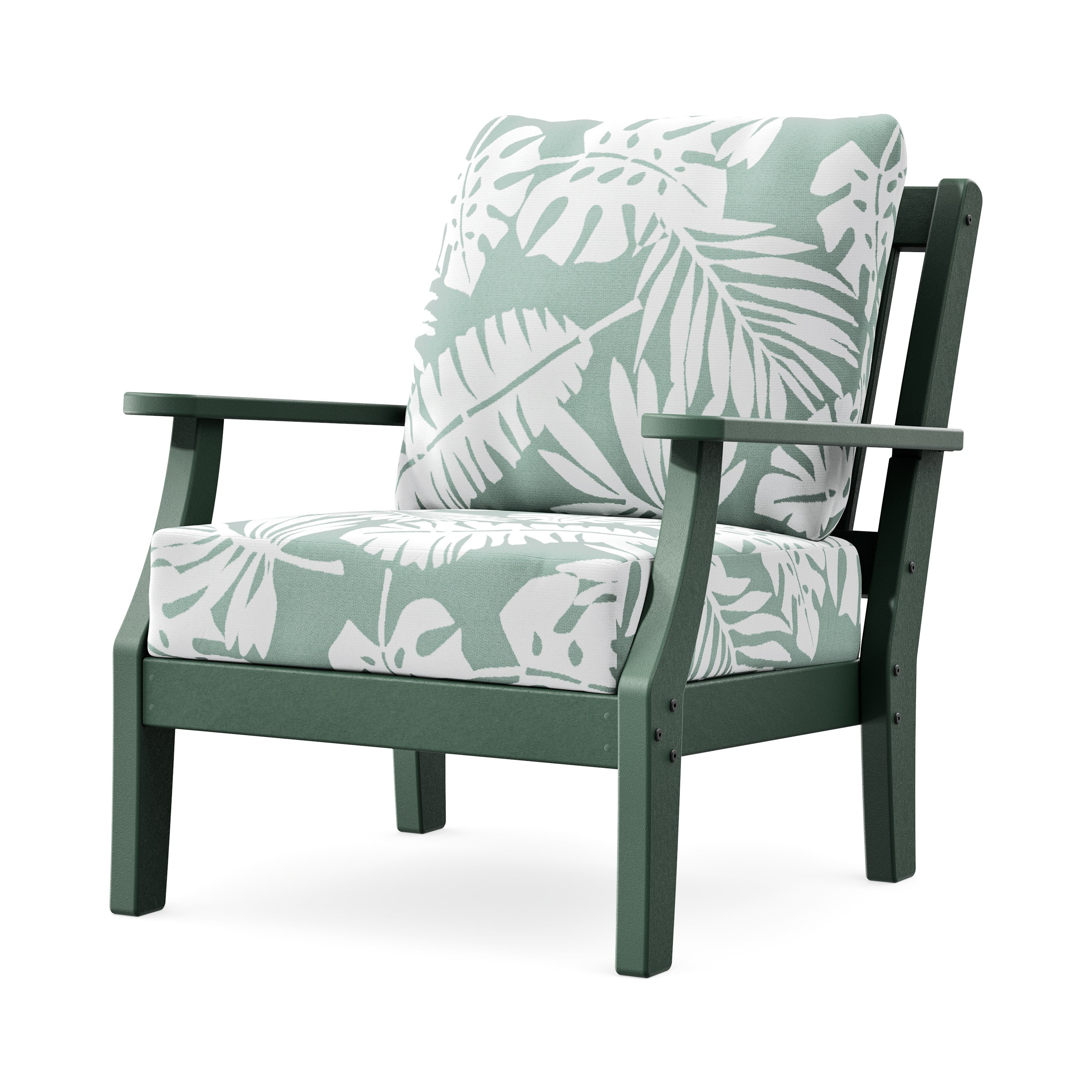 Chinoiserie Deep Seating Chair in Green / Leaf Glacier Spa