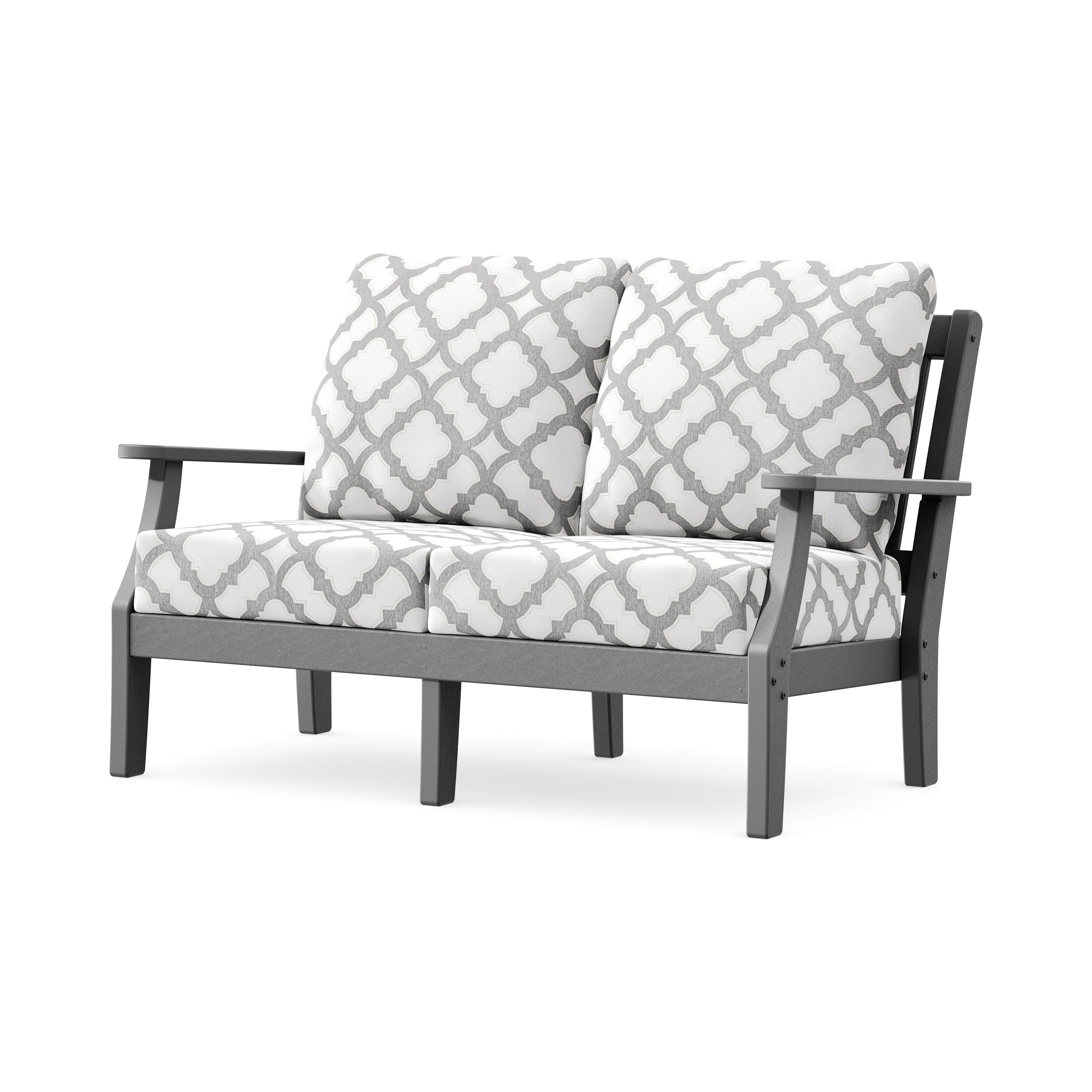 Chinoiserie Deep Seating Loveseat in Slate Grey / Trellis Grey Mist