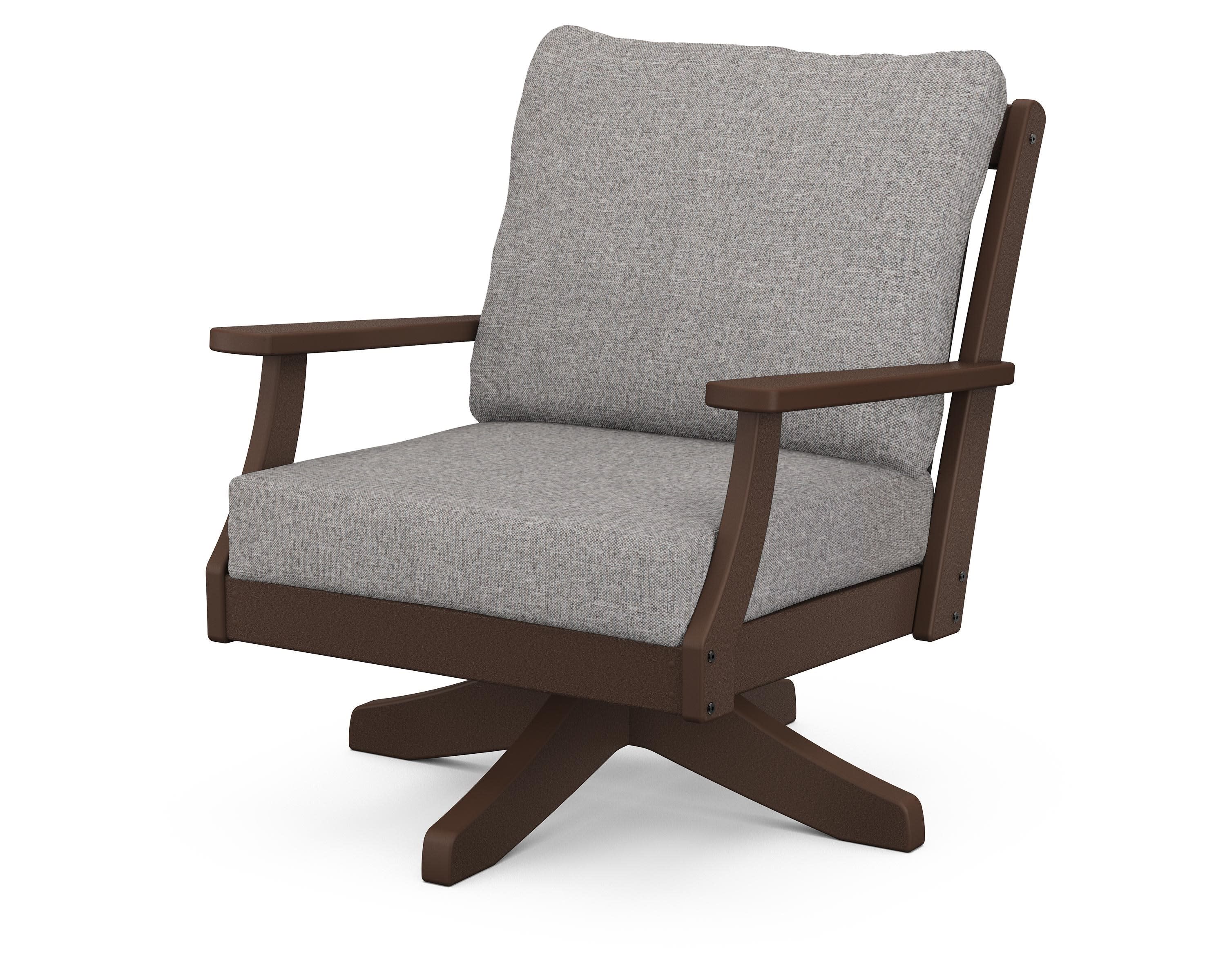 Braxton Deep Seating Swivel Chair in Mahogany / Grey Mist