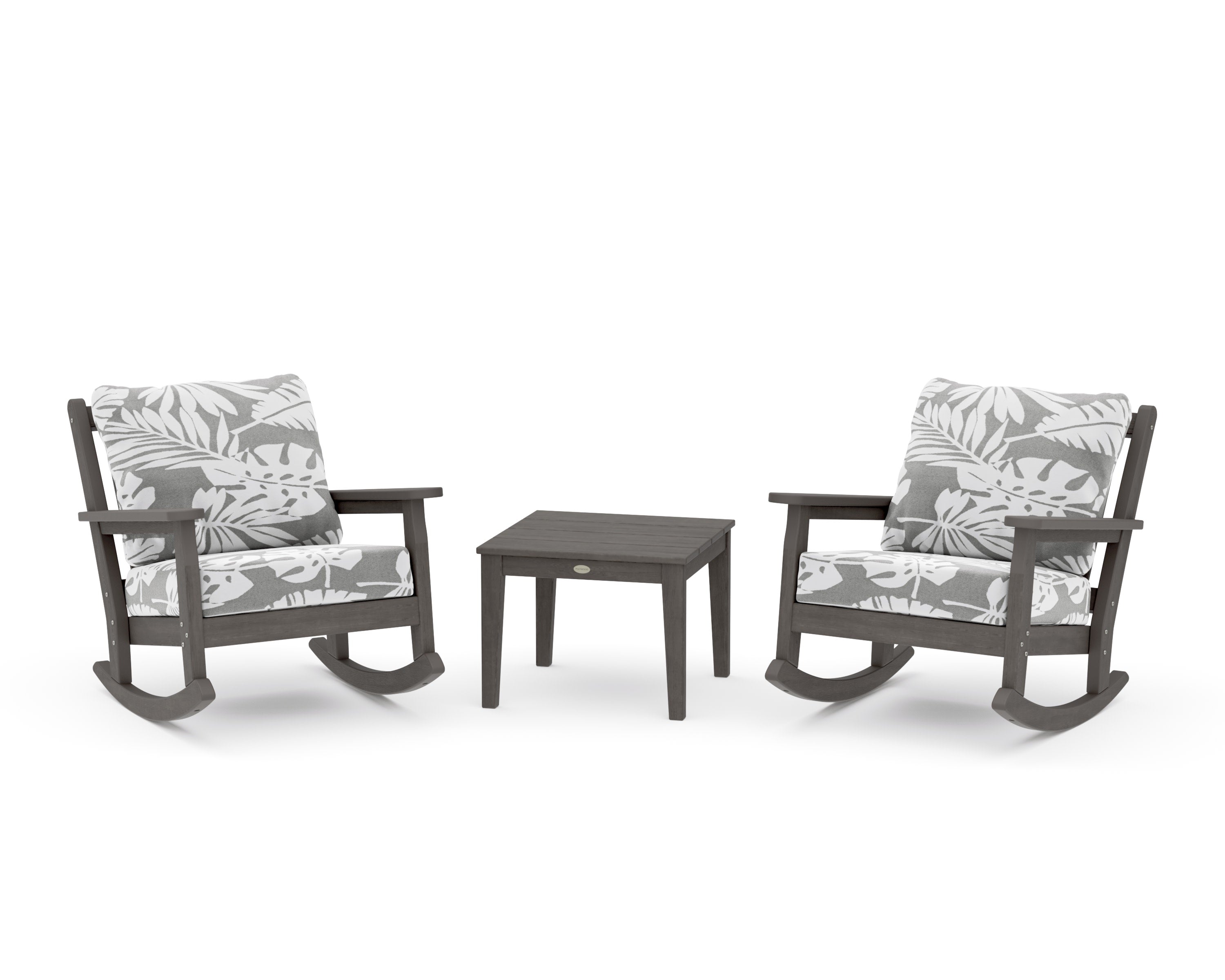 Chippendale 3-Piece Deep Seating Rocker Set in Driftwood / Leaf Grey Mist