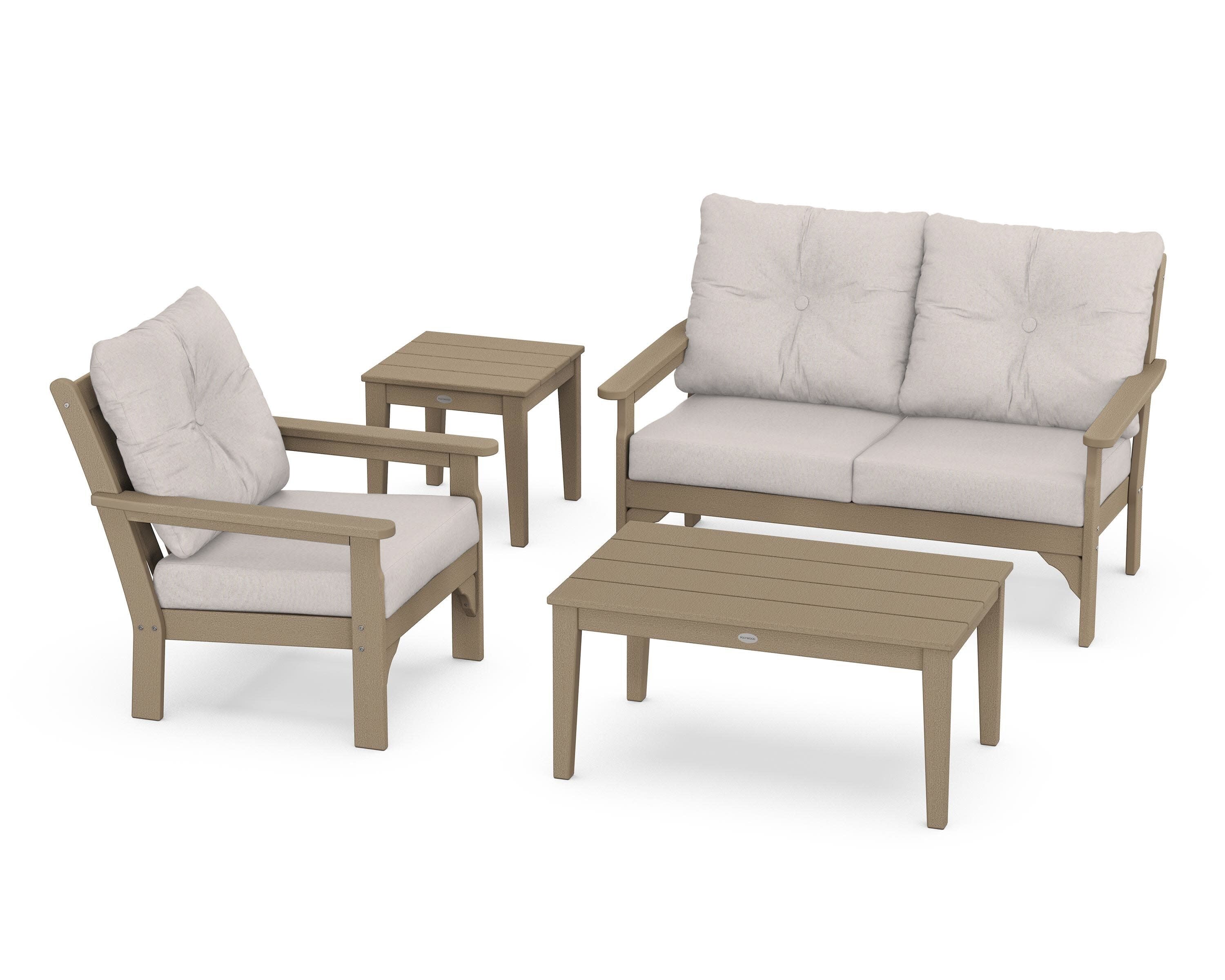 Vineyard 4-Piece Deep Seating Set in Vintage Sahara / Dune Burlap