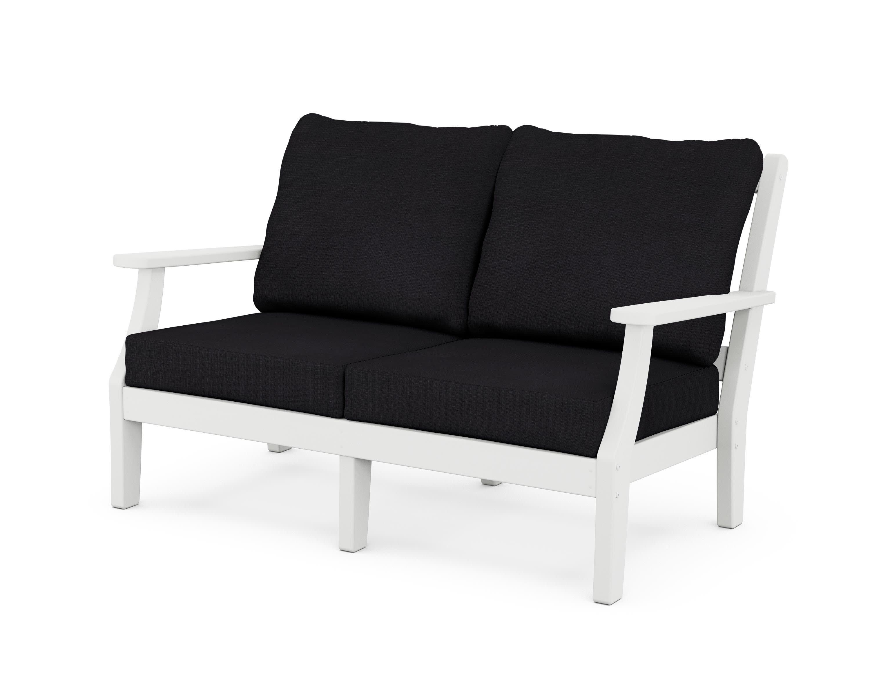 Chinoiserie Deep Seating Loveseat in White / Midnight Linen