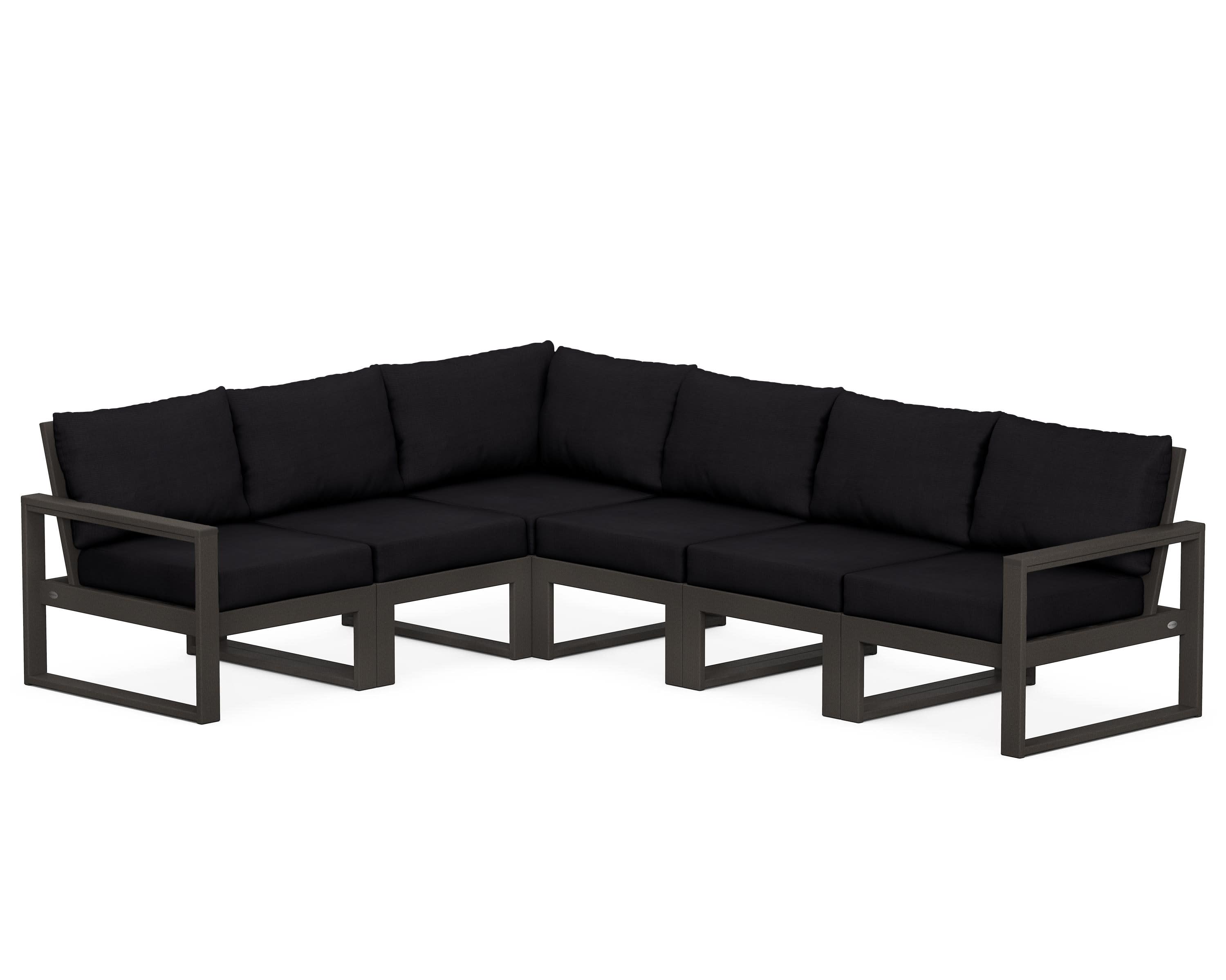 EDGE 6-Piece Modular Deep Seating Set in Vintage Coffee / Midnight Linen