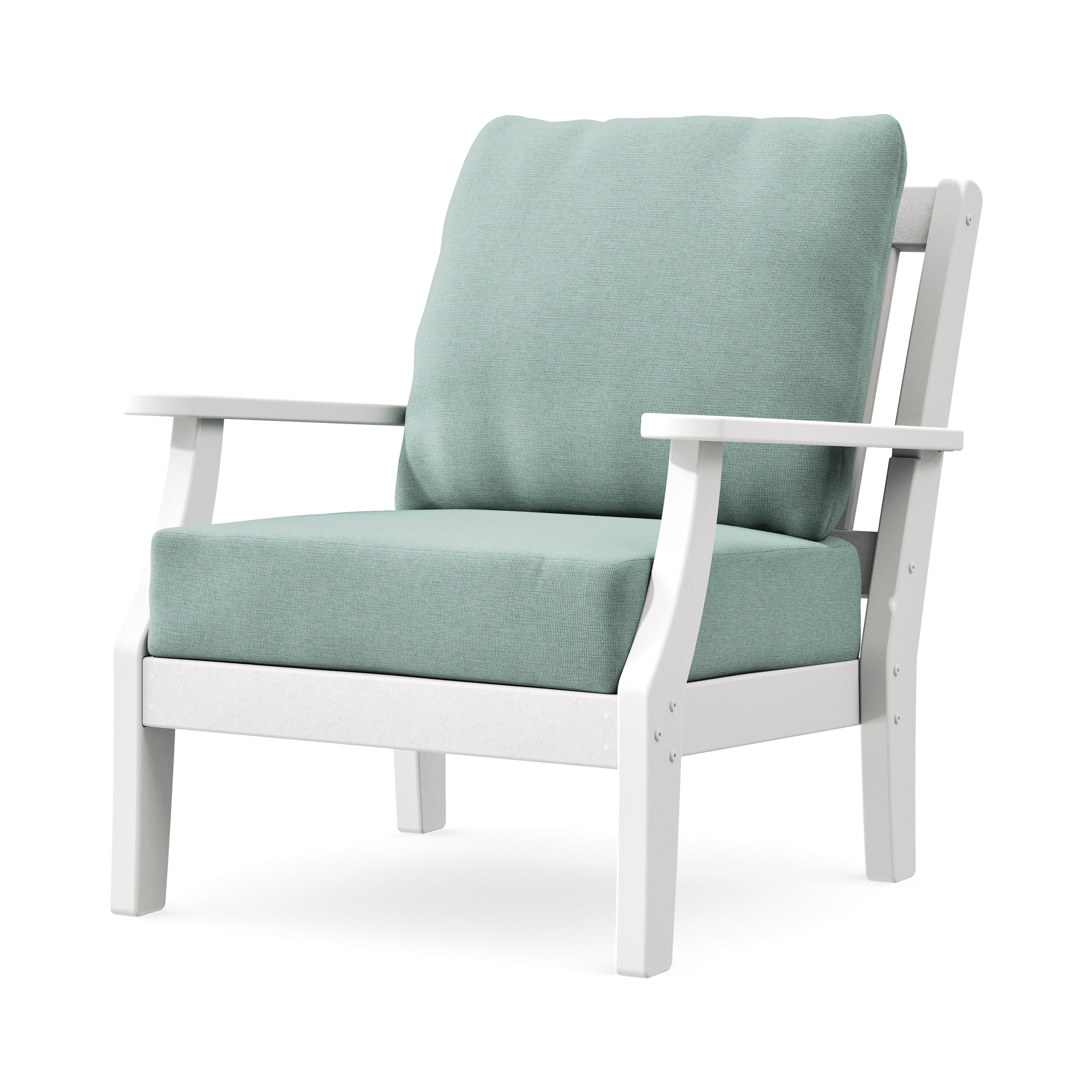 Chinoiserie Deep Seating Chair in White / Glacier Spa