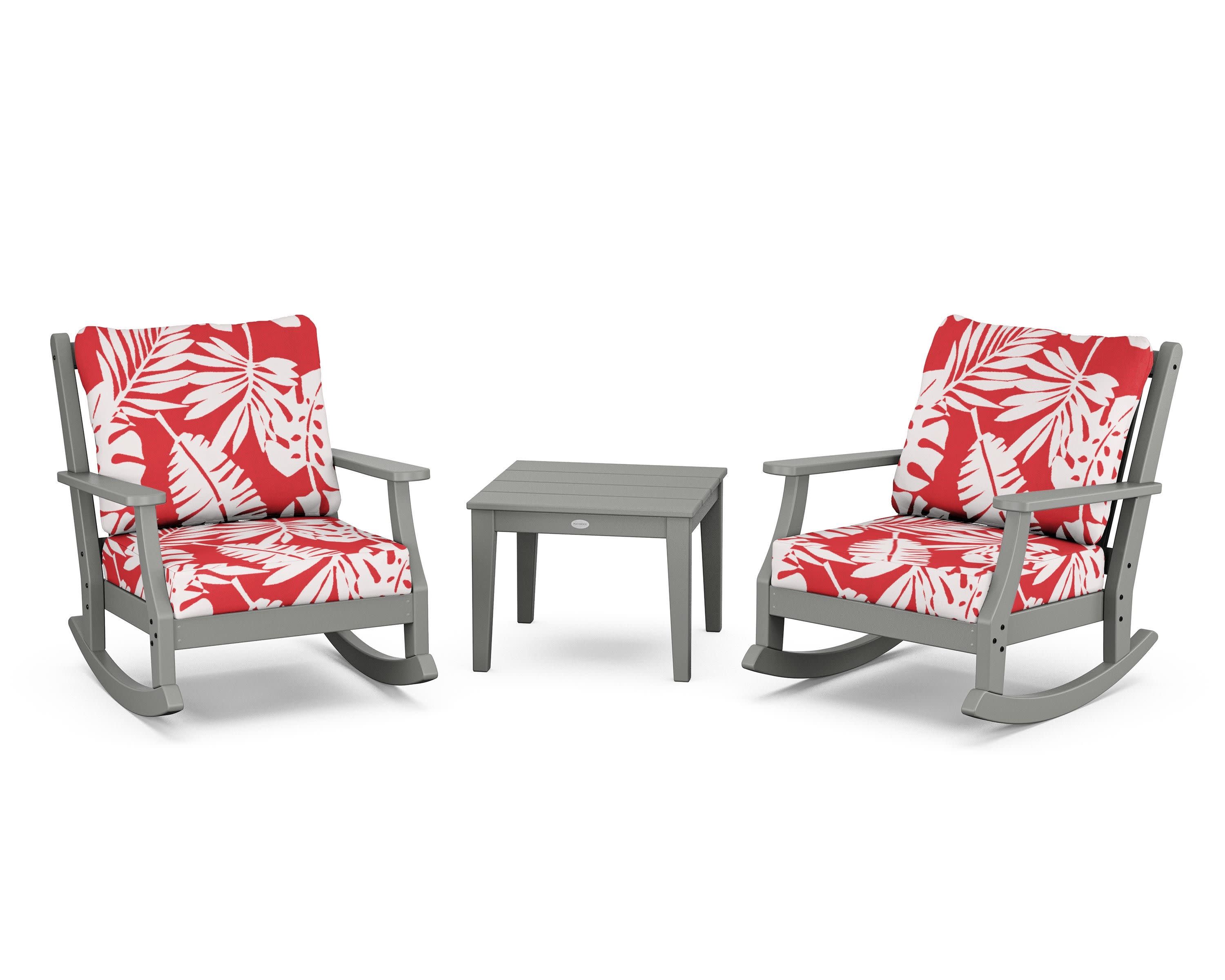 Wovendale 3-Piece Deep Seating Rocker Set in Slate Grey / Leaf Crimson