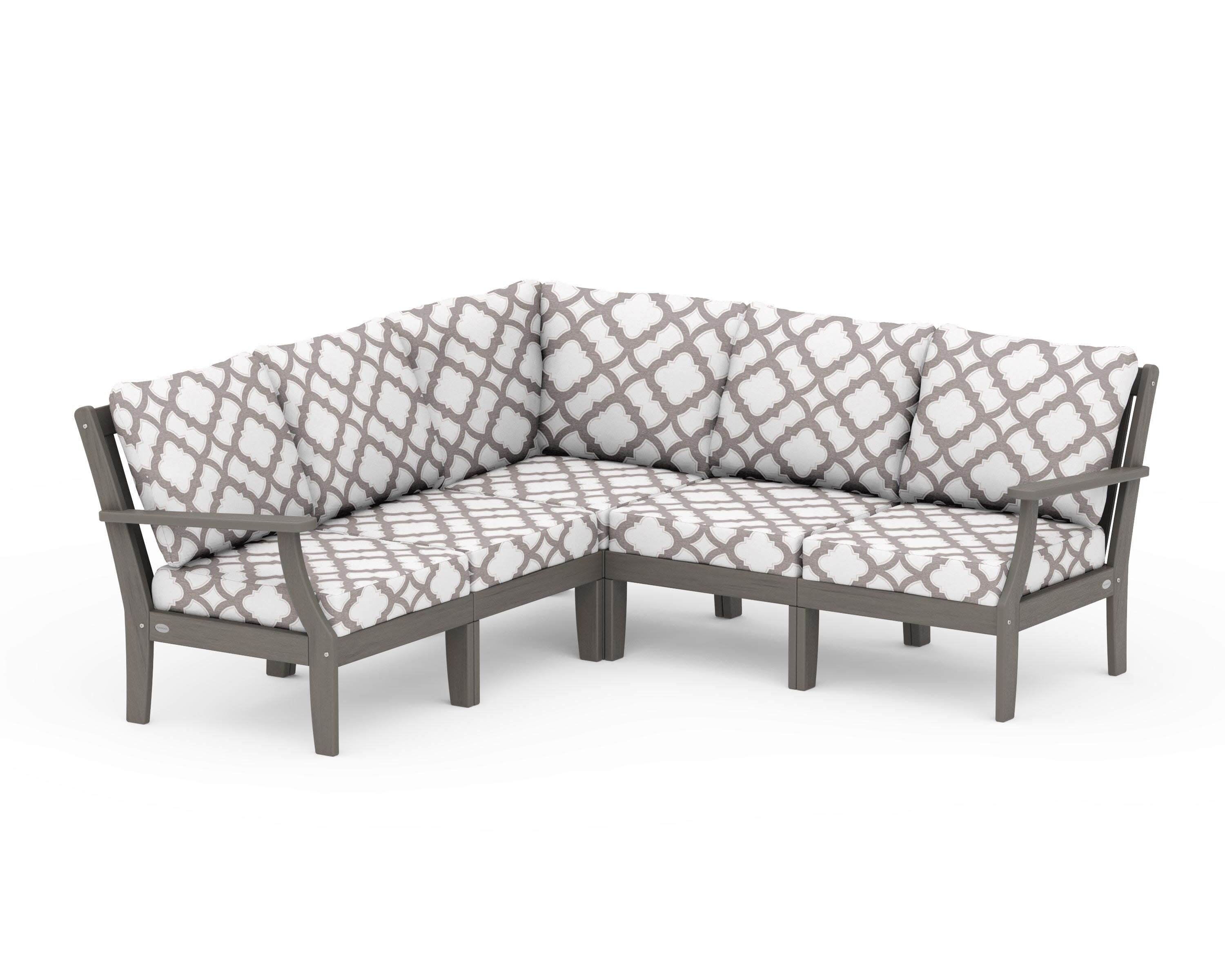 Braxton Modular 5-Piece Deep Seating Set in Driftwood / Trellis Grey Mist