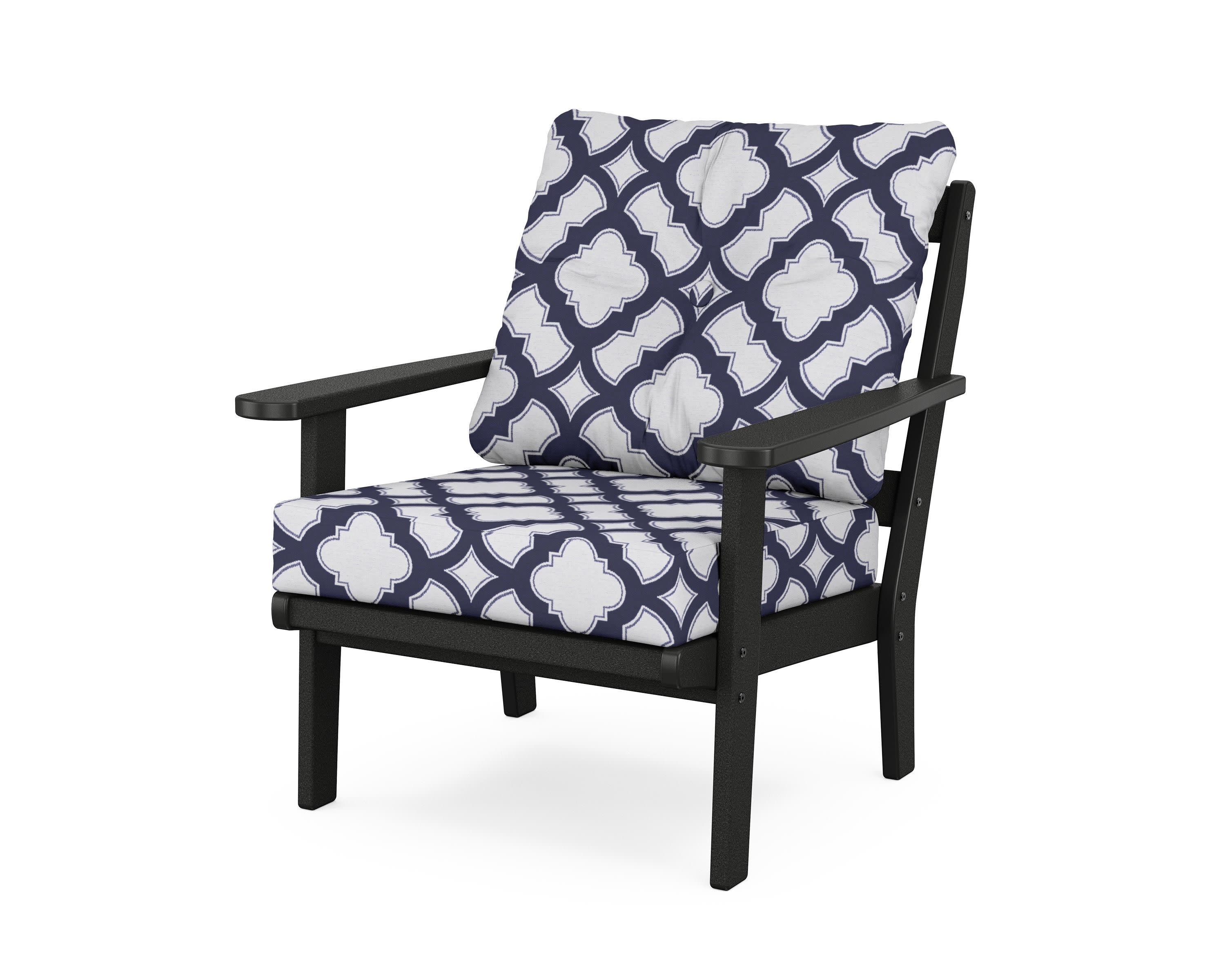 Mission Deep Seating Chair in Black / Trellis Navy