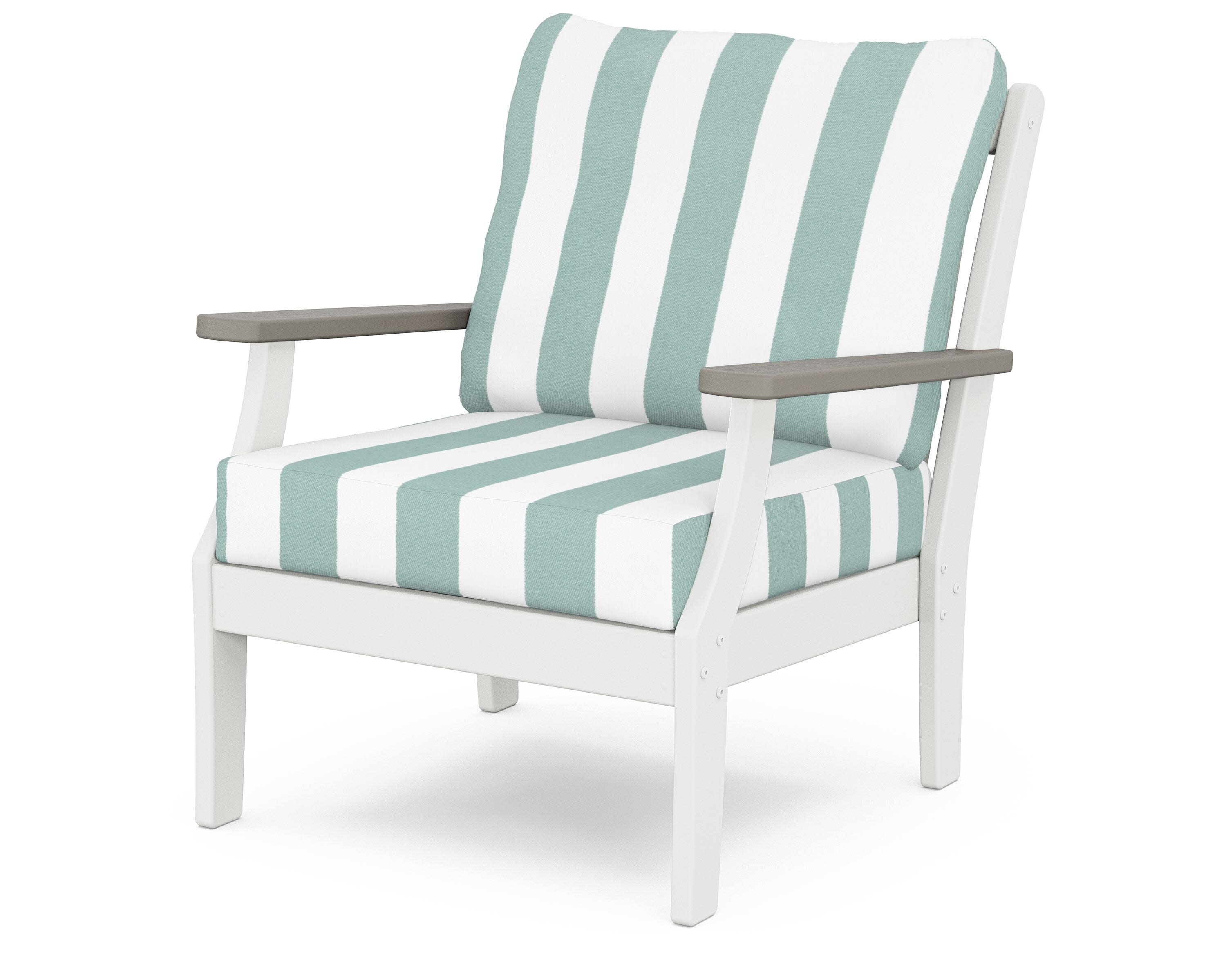 Braxton Deep Seating Chair in White / Driftwood / Cabana Stripe Glacier Spa