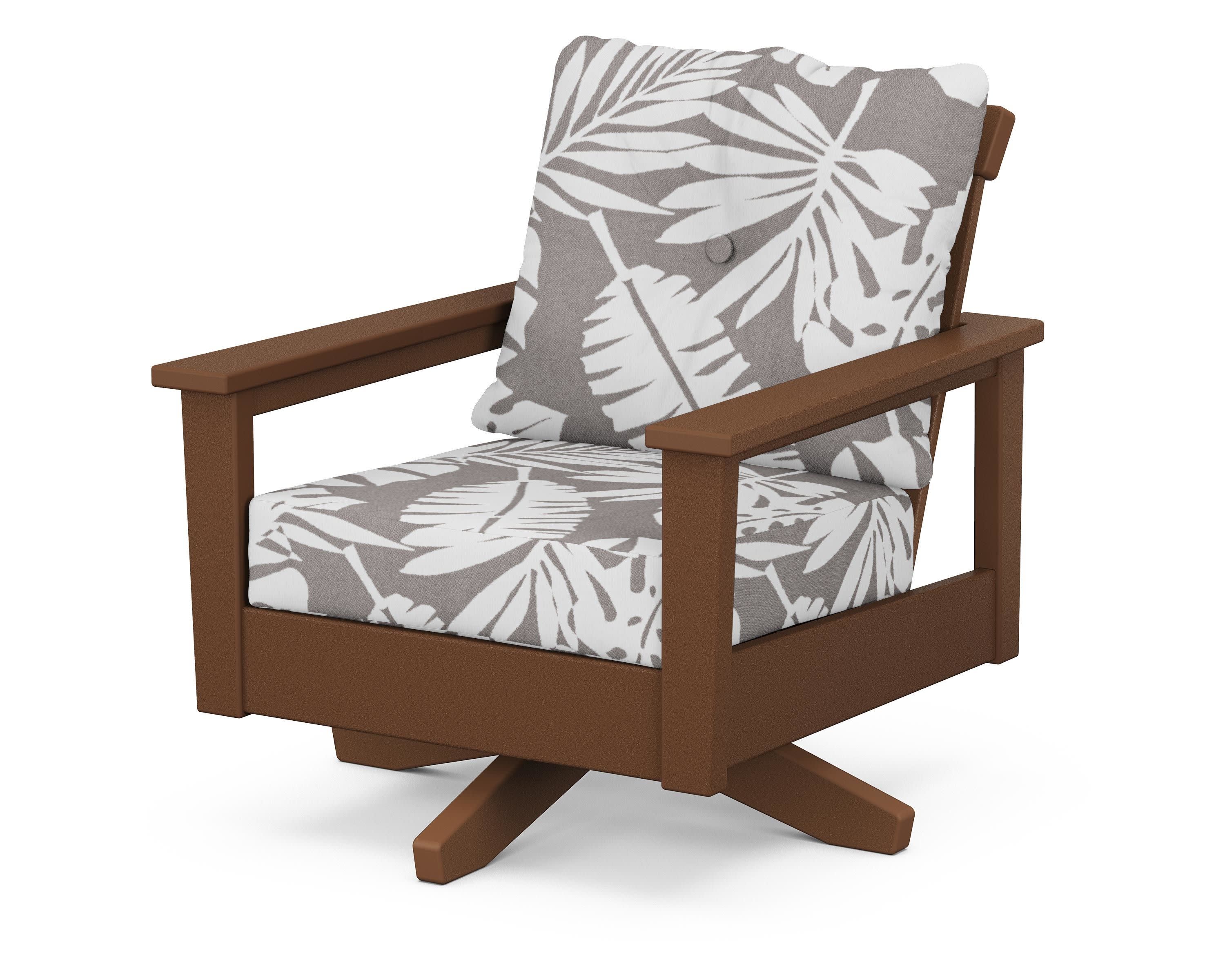 Prescott Deep Seating Swivel Chair in Teak / Leaf Grey Mist