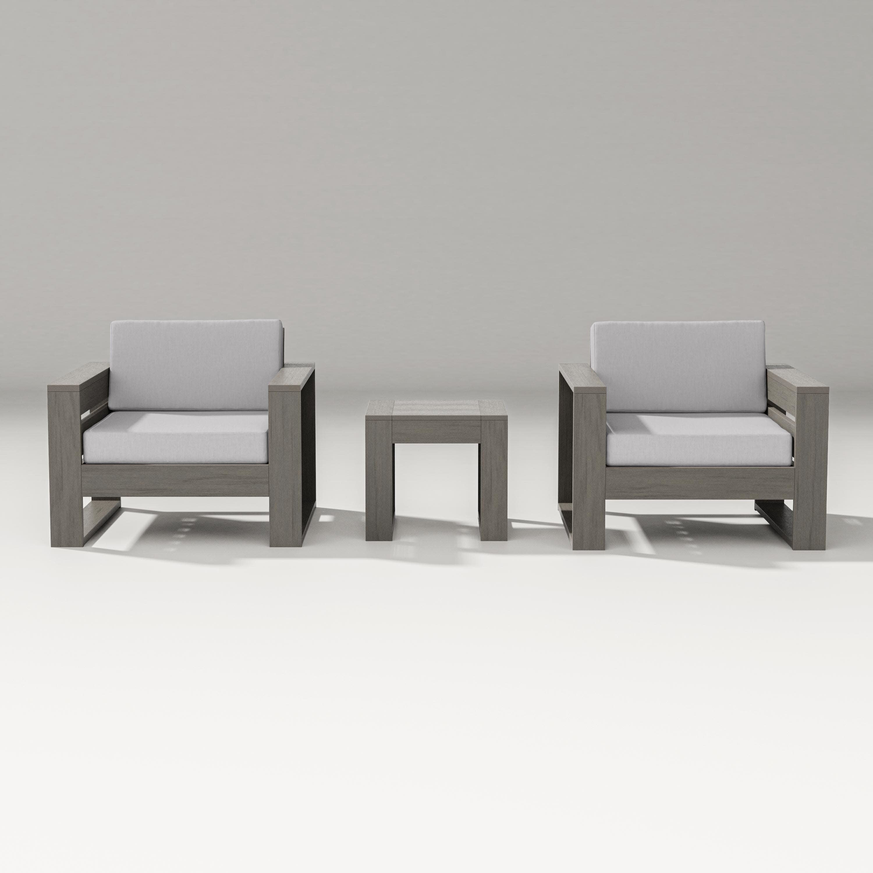 Latitude 3-Piece Lounge Chair Set in Driftwood / Granite