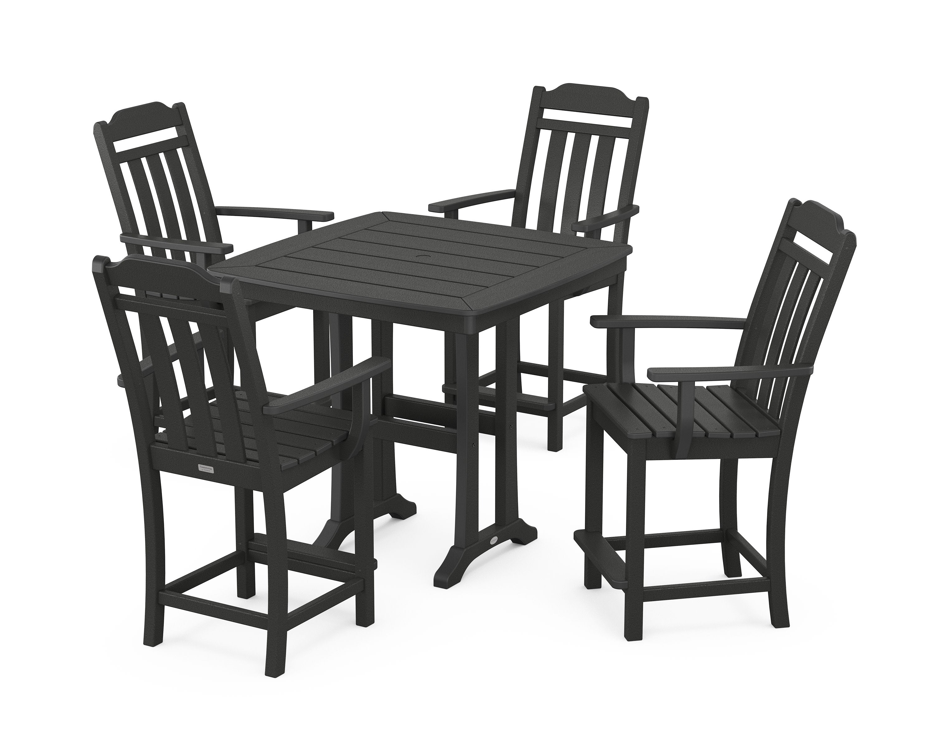 Cottage 5-Piece Counter Set with Trestle Legs in Black