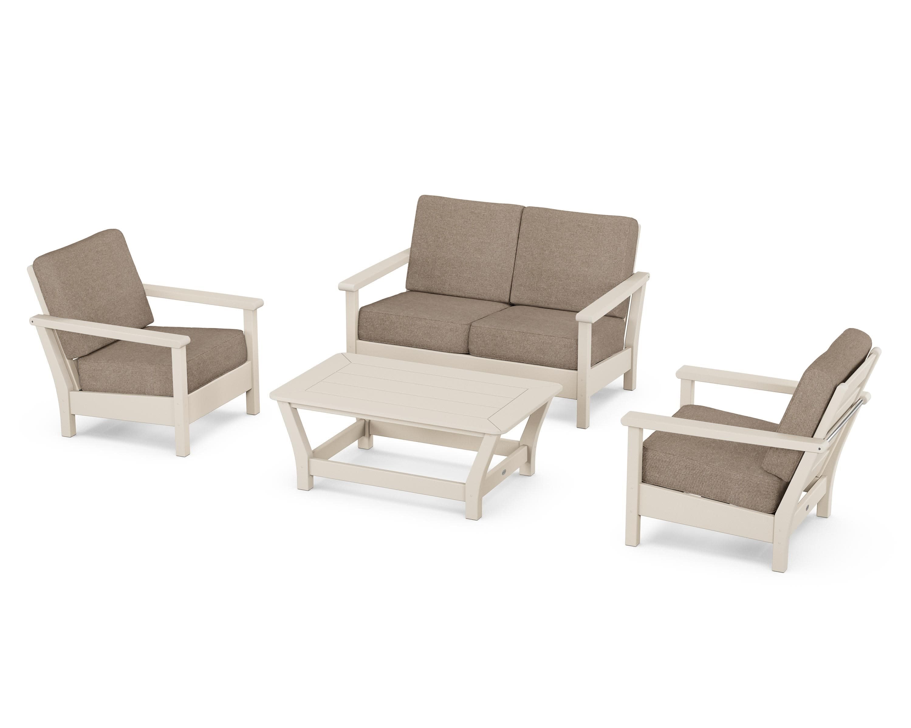 Harbour 4-Piece Deep Seating Set in Sand / Spiced Burlap