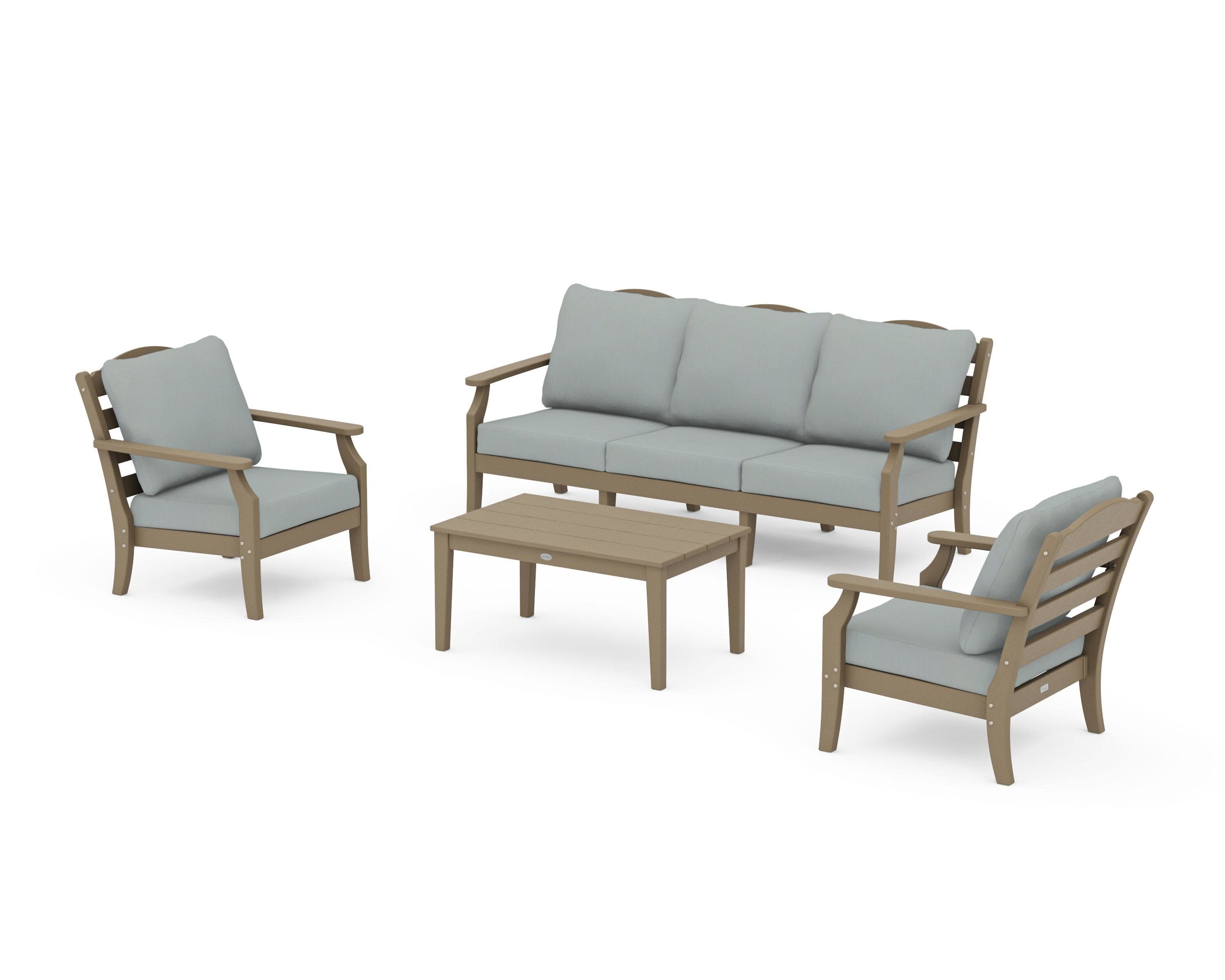 Savannah 4-Piece Deep Seating Set with Sofa in Vintage Sahara / Spa