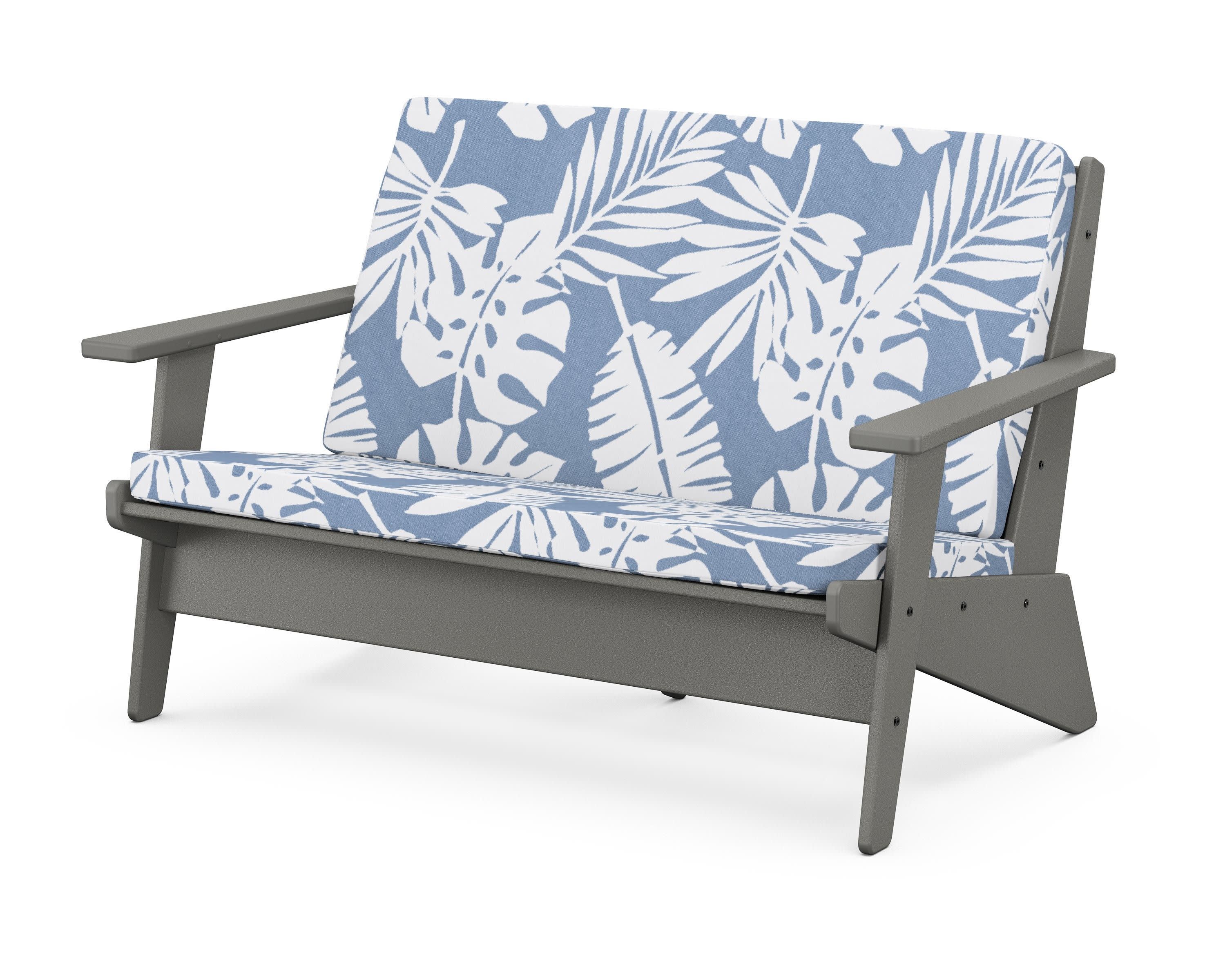 Riviera Modern Lounge Loveseat in Slate Grey / Leaf Sky Blue