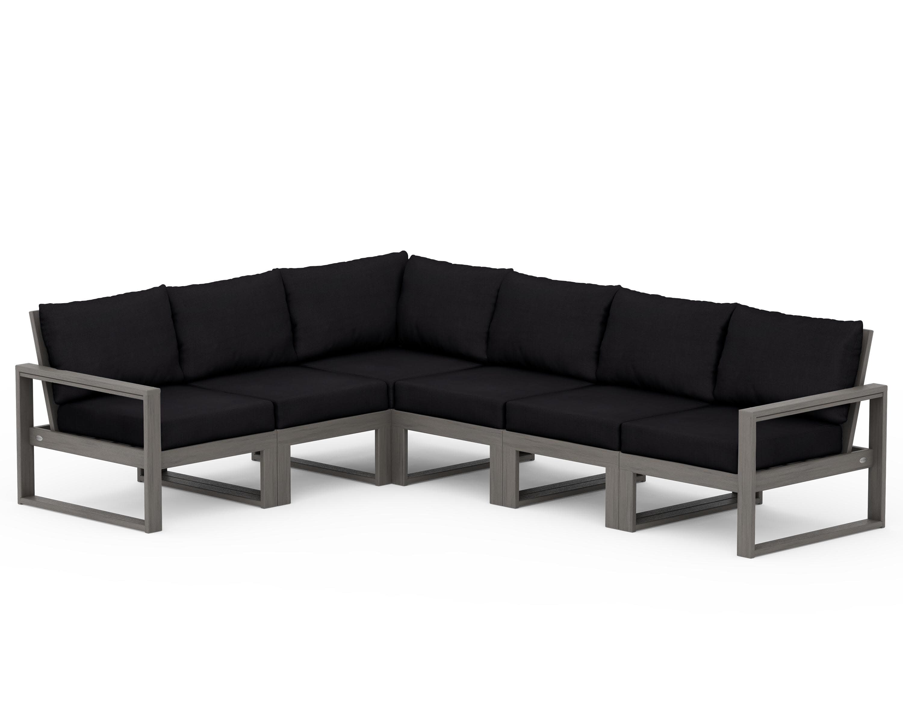 EDGE 6-Piece Modular Deep Seating Set in Driftwood / Midnight Linen
