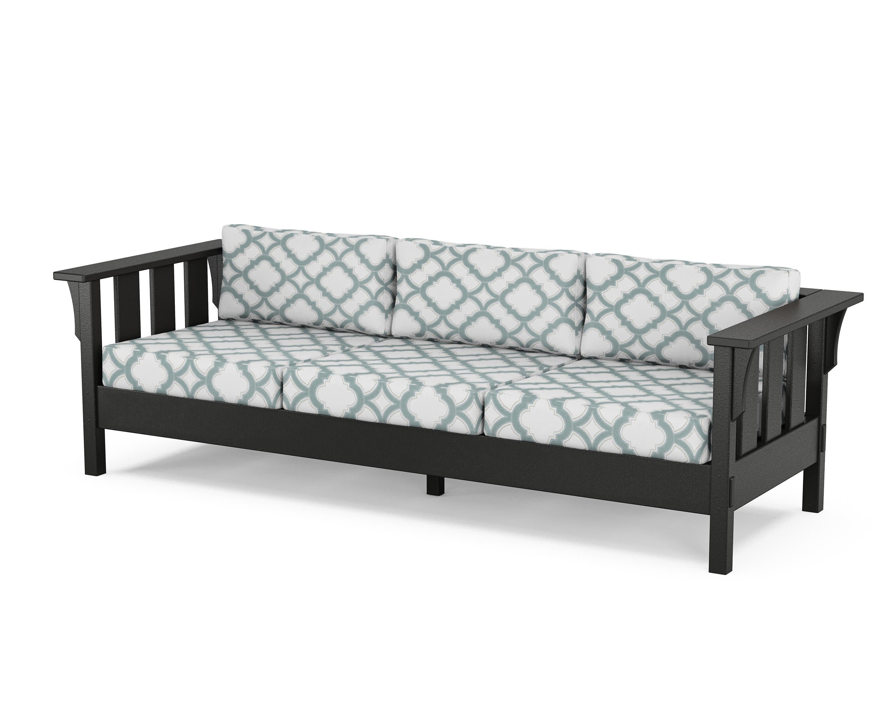 Acadia Deep Seating Sofa in Black / Trellis Glacier Spa