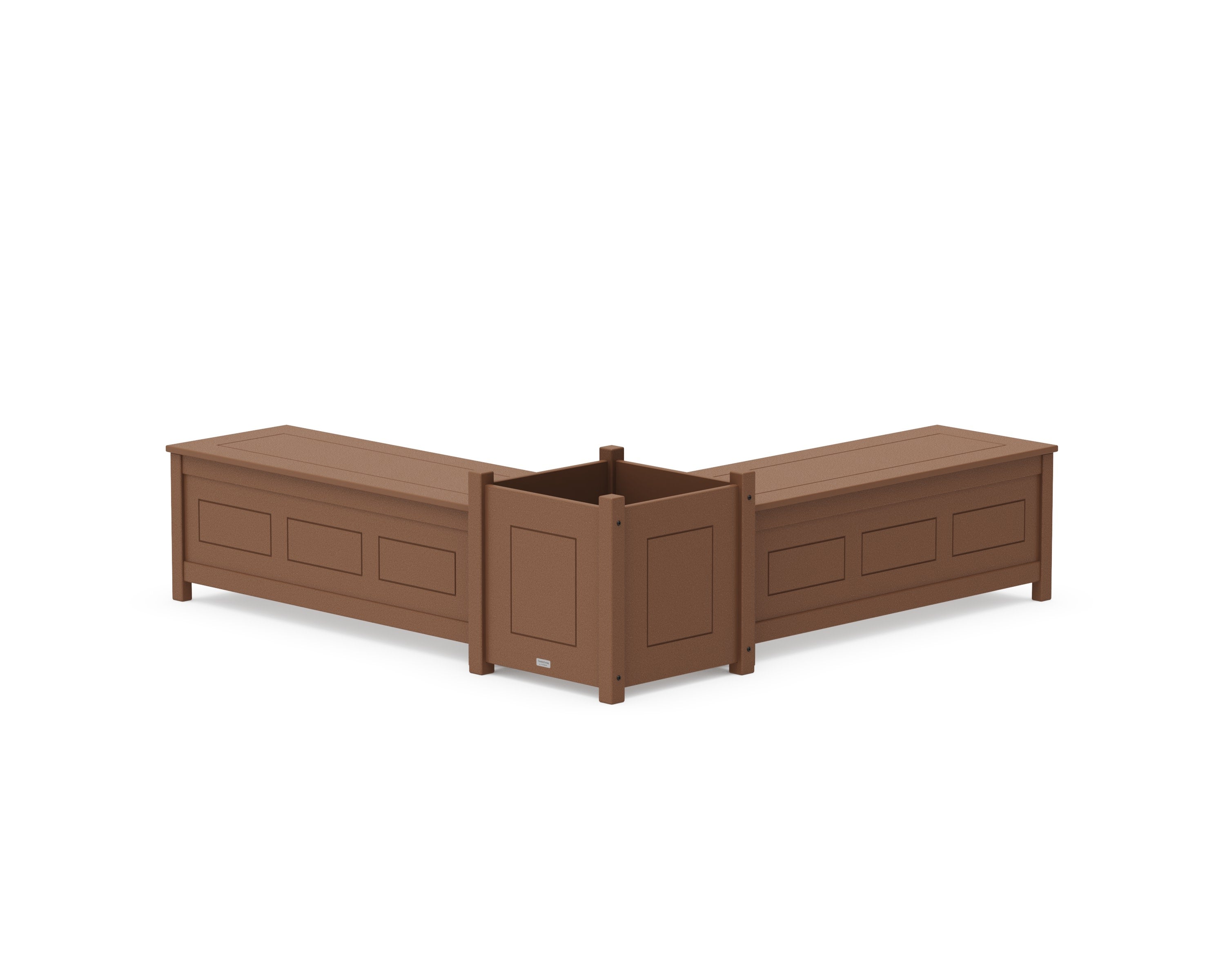 48" Country Living L- Shaped Planter Storage Bench Set- Large in Teak