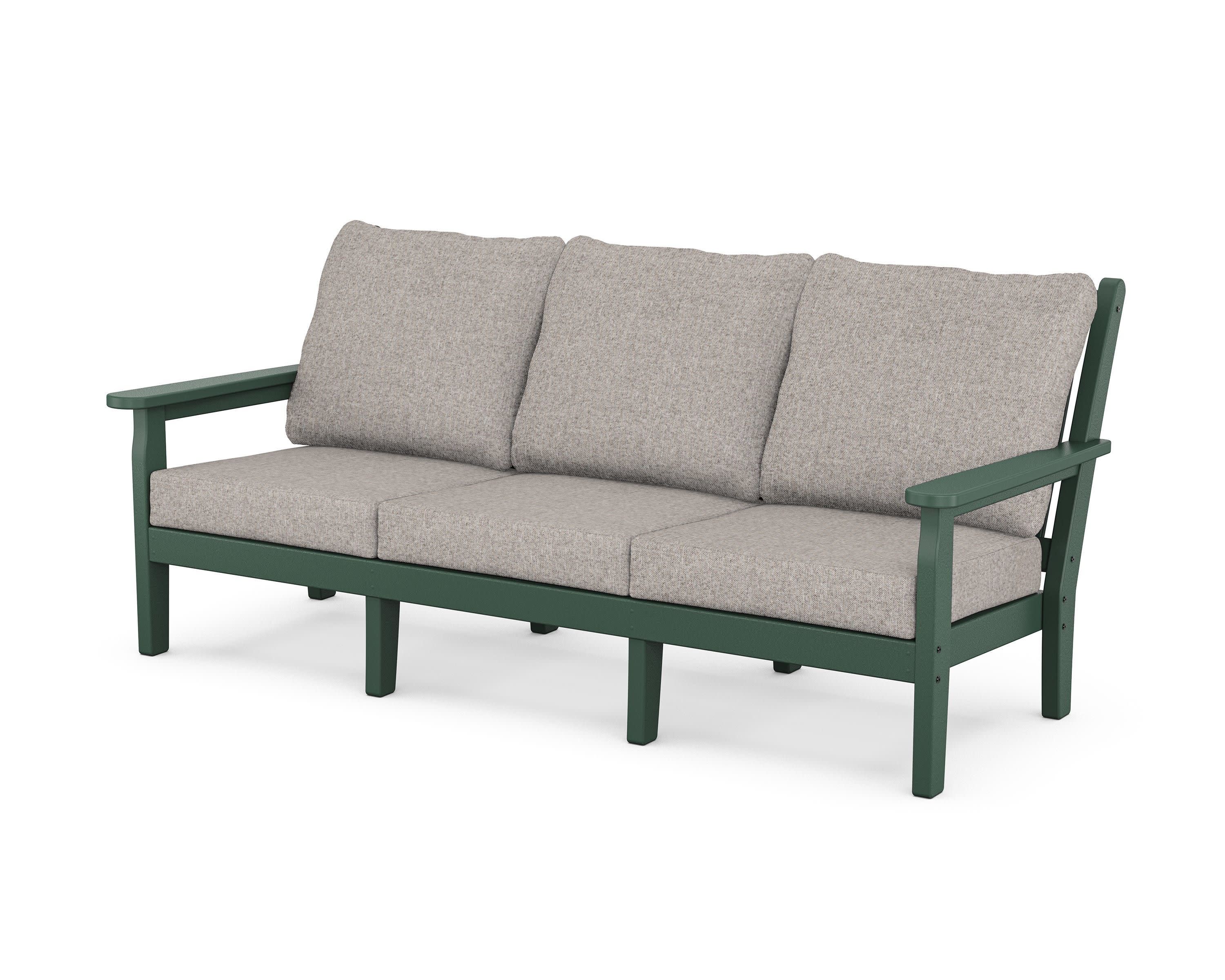 Chippendale Deep Seating Sofa in Green / Weathered Tweed