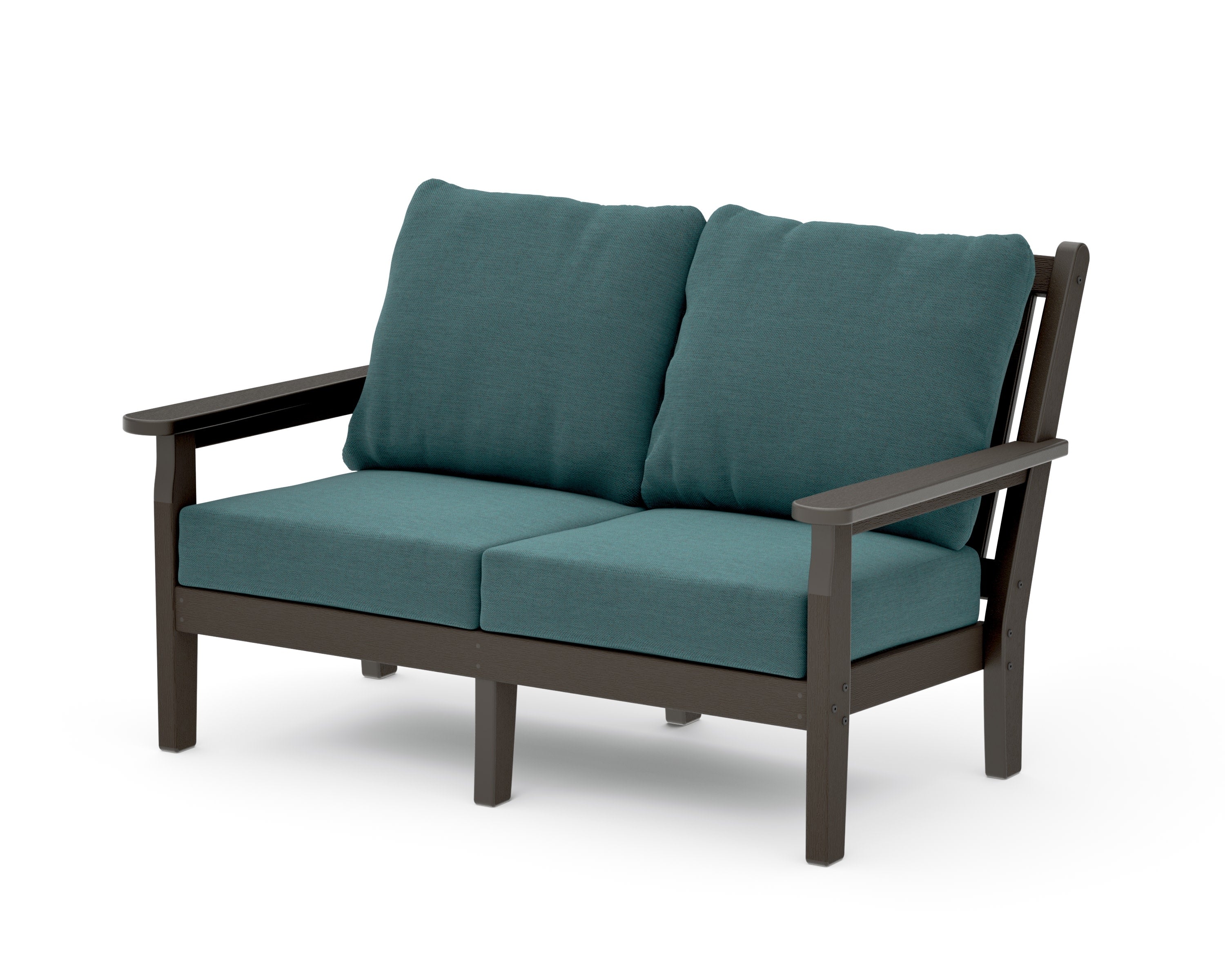 Chippendale Deep Seating Loveseat in Vintage Coffee / Ocean Teal