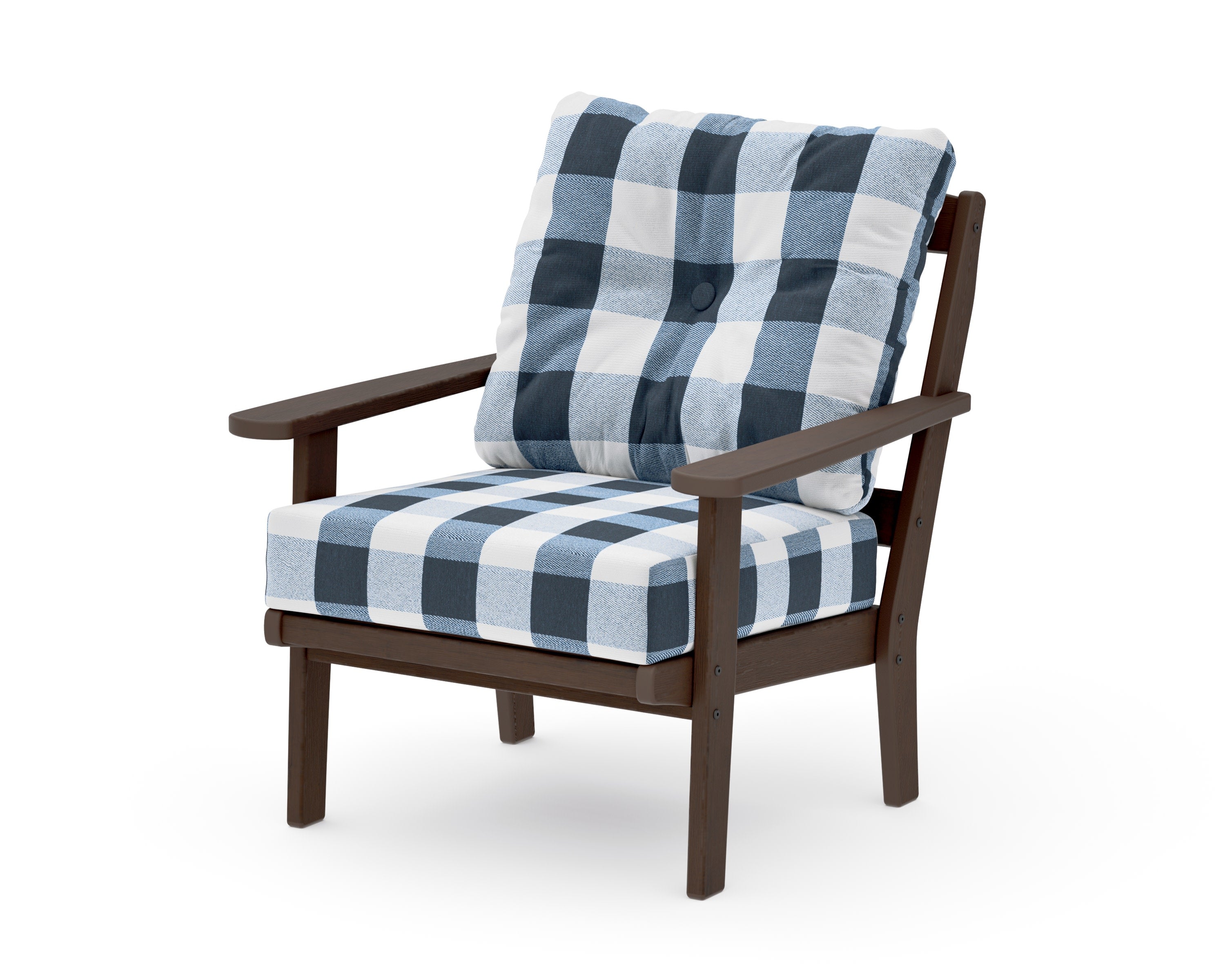 Mission Deep Seating Chair in Kona / Buffalo Plaid Marine Indigo