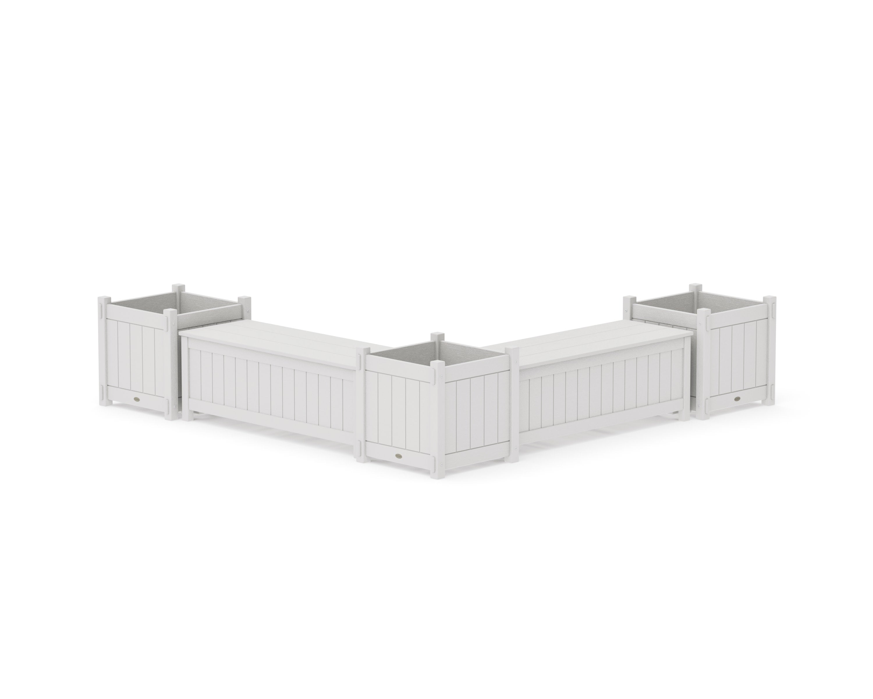 48" Vineyard L- Shaped Planter Storage Bench Corner Set- Large in Vintage White