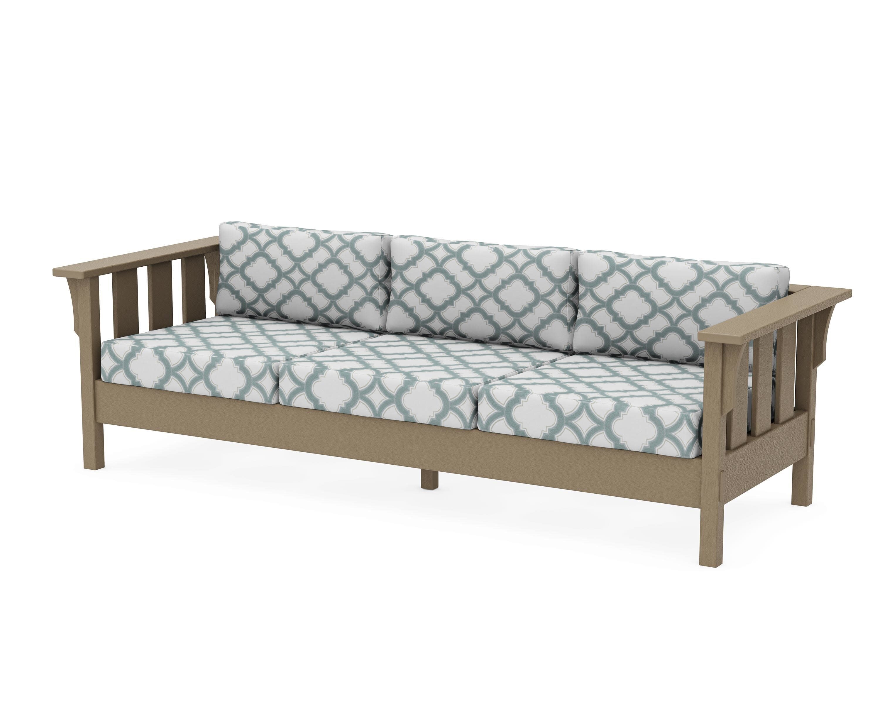 Acadia Deep Seating Sofa in Vintage Sahara / Trellis Glacier Spa