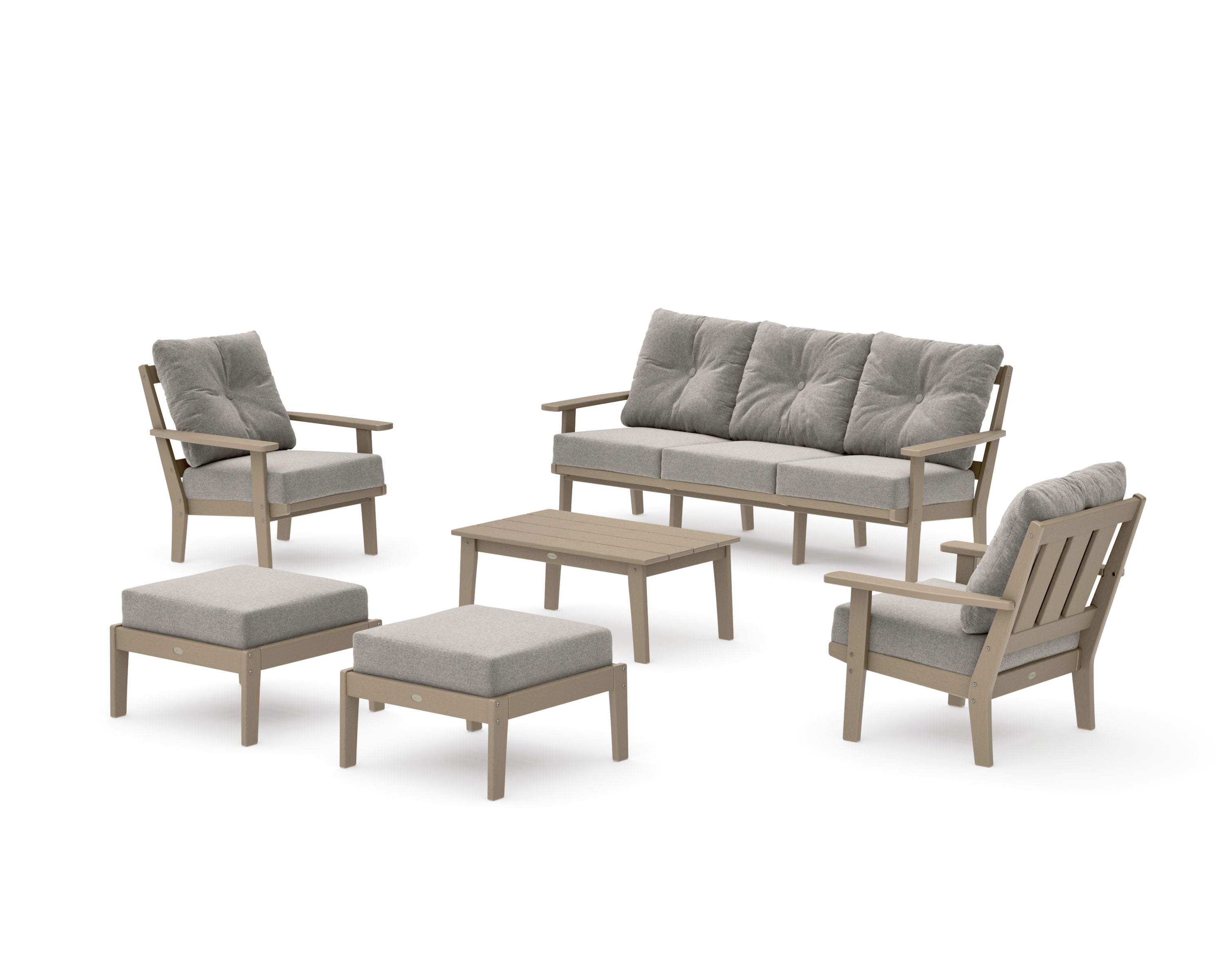 Oxford 6-Piece Lounge Sofa Set in Vintage Sahara / Weathered Tweed
