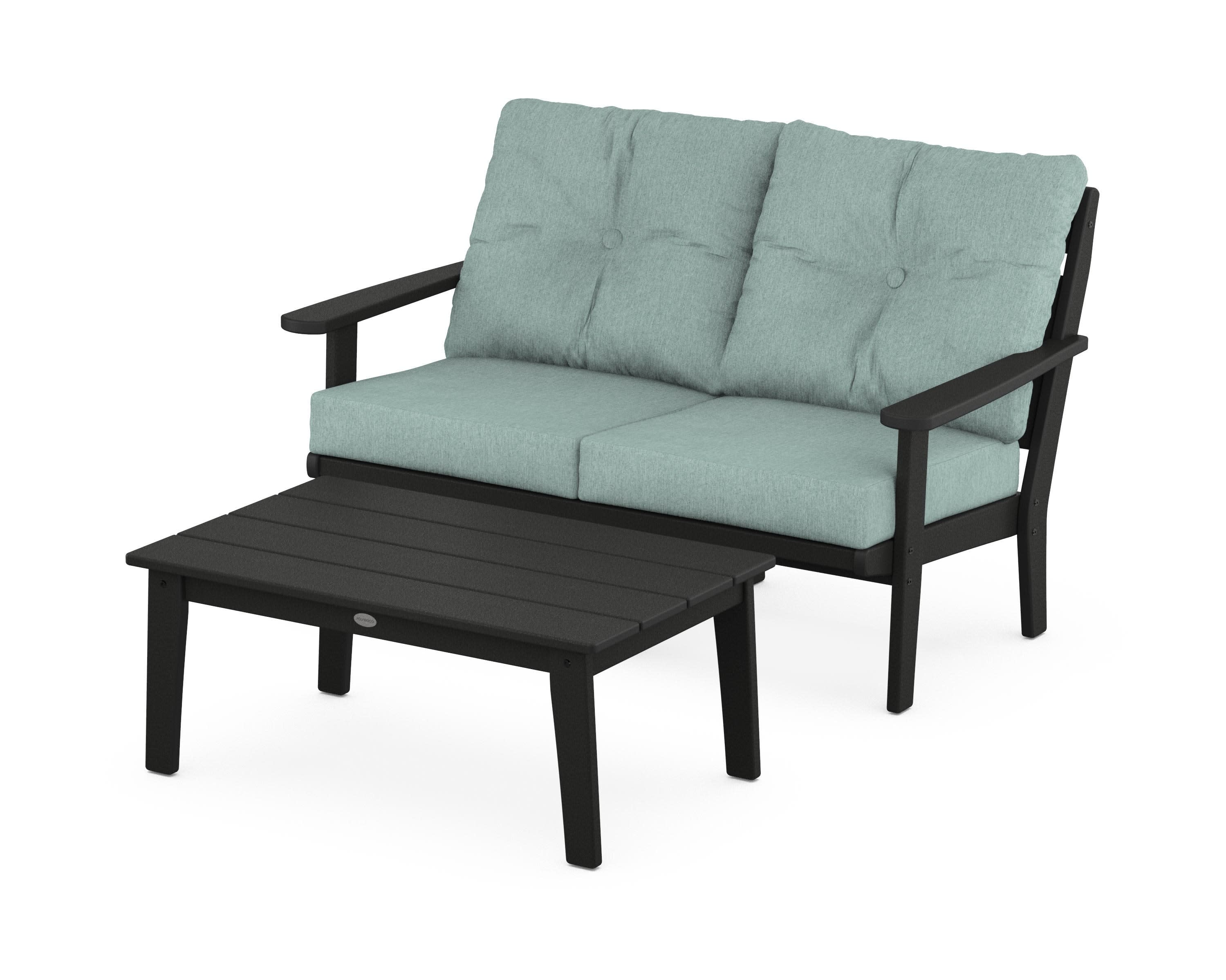 Lakeside 2-Piece Lounge Loveseat Set in Black / Glacier Spa