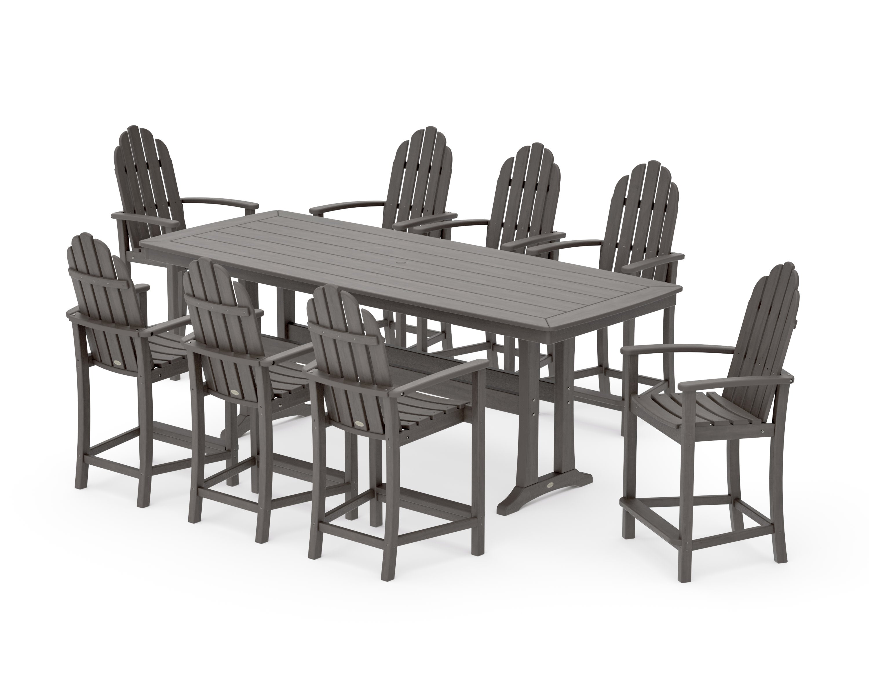 Classic Adirondack 9-Piece Counter Set with Trestle Legs in Driftwood