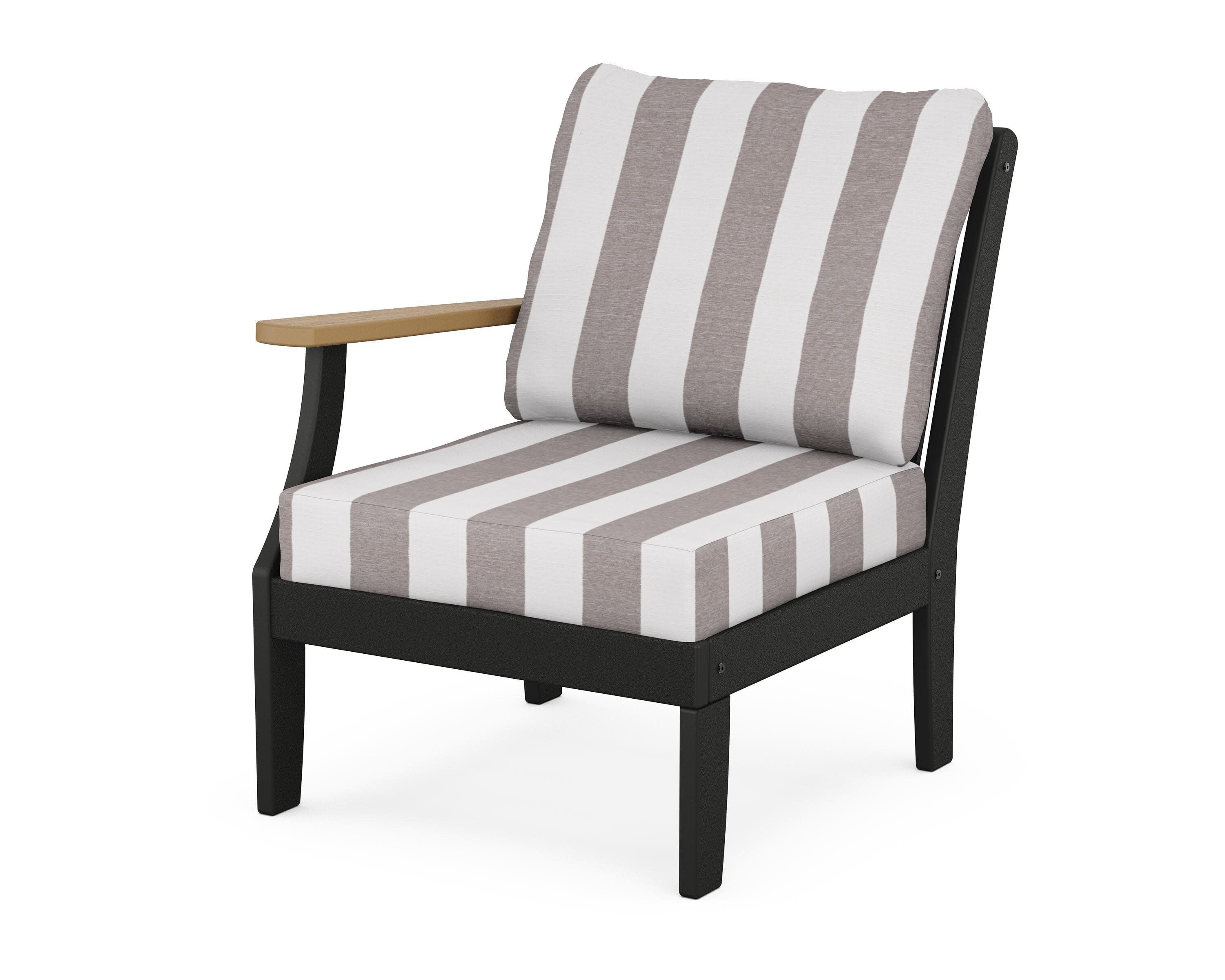 Braxton Modular Left Arm Chair in Black / Natural / Cabana Stripe Grey Mist