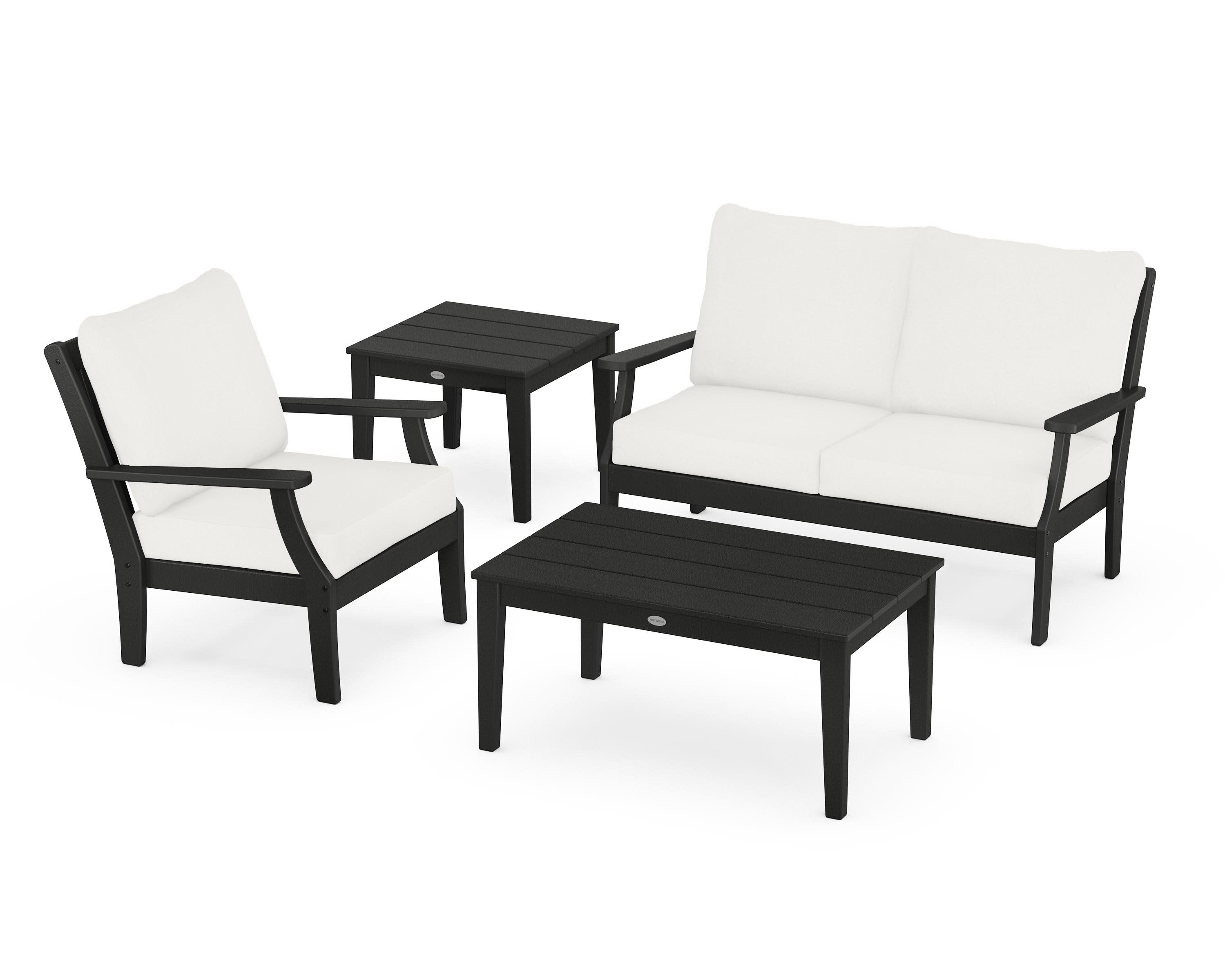 Braxton 4-Piece Deep Seating Set in Black / Natural Linen