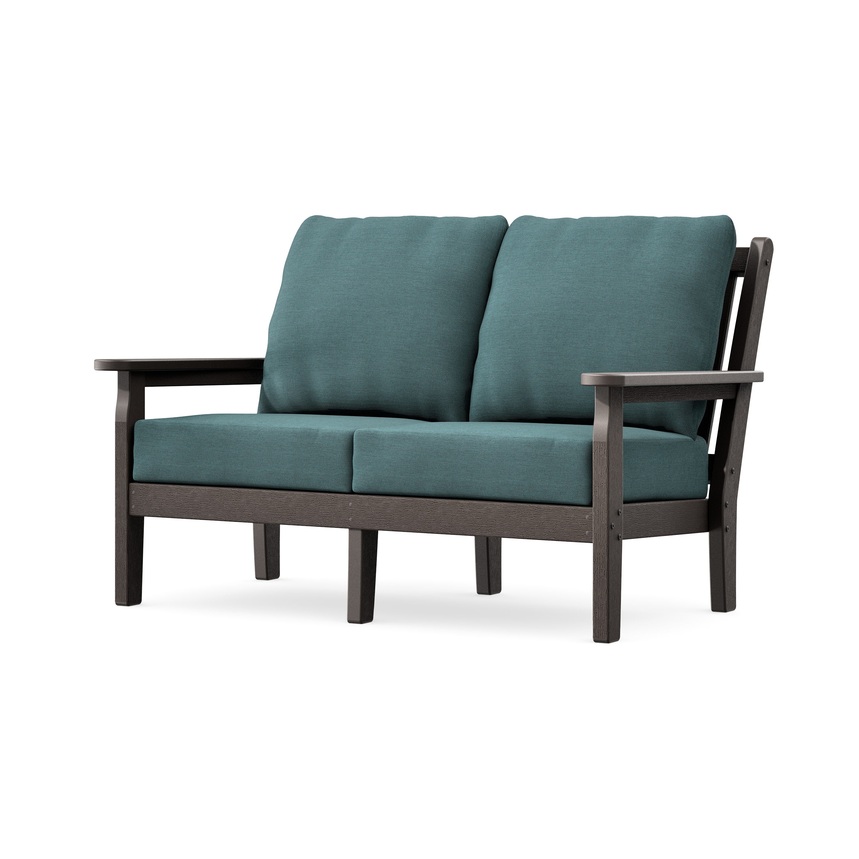 Chippendale Deep Seating Loveseat in Vintage Coffee / Ocean Teal