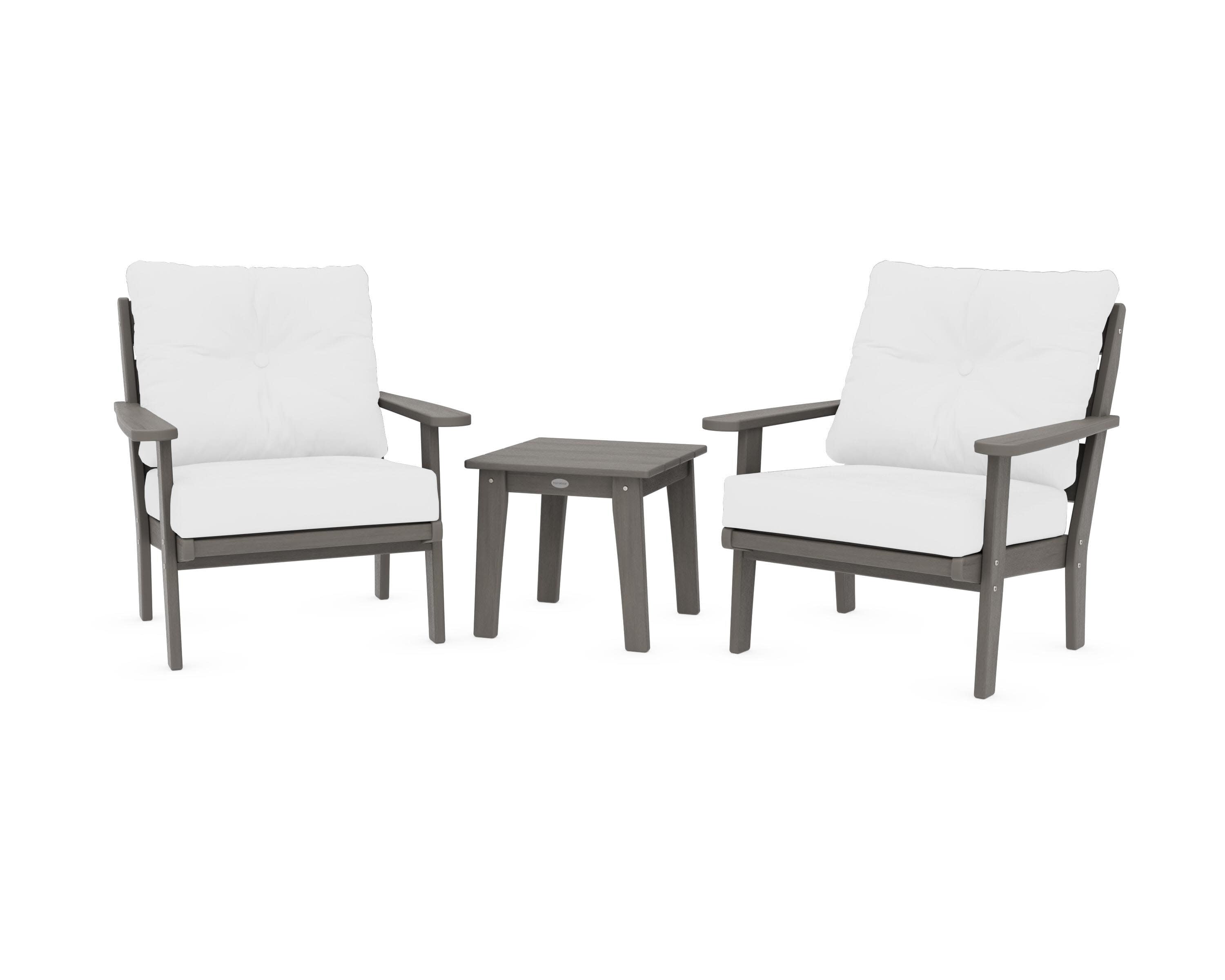 Lakeside 3-Piece Deep Seating Chair Set in Driftwood / Natural