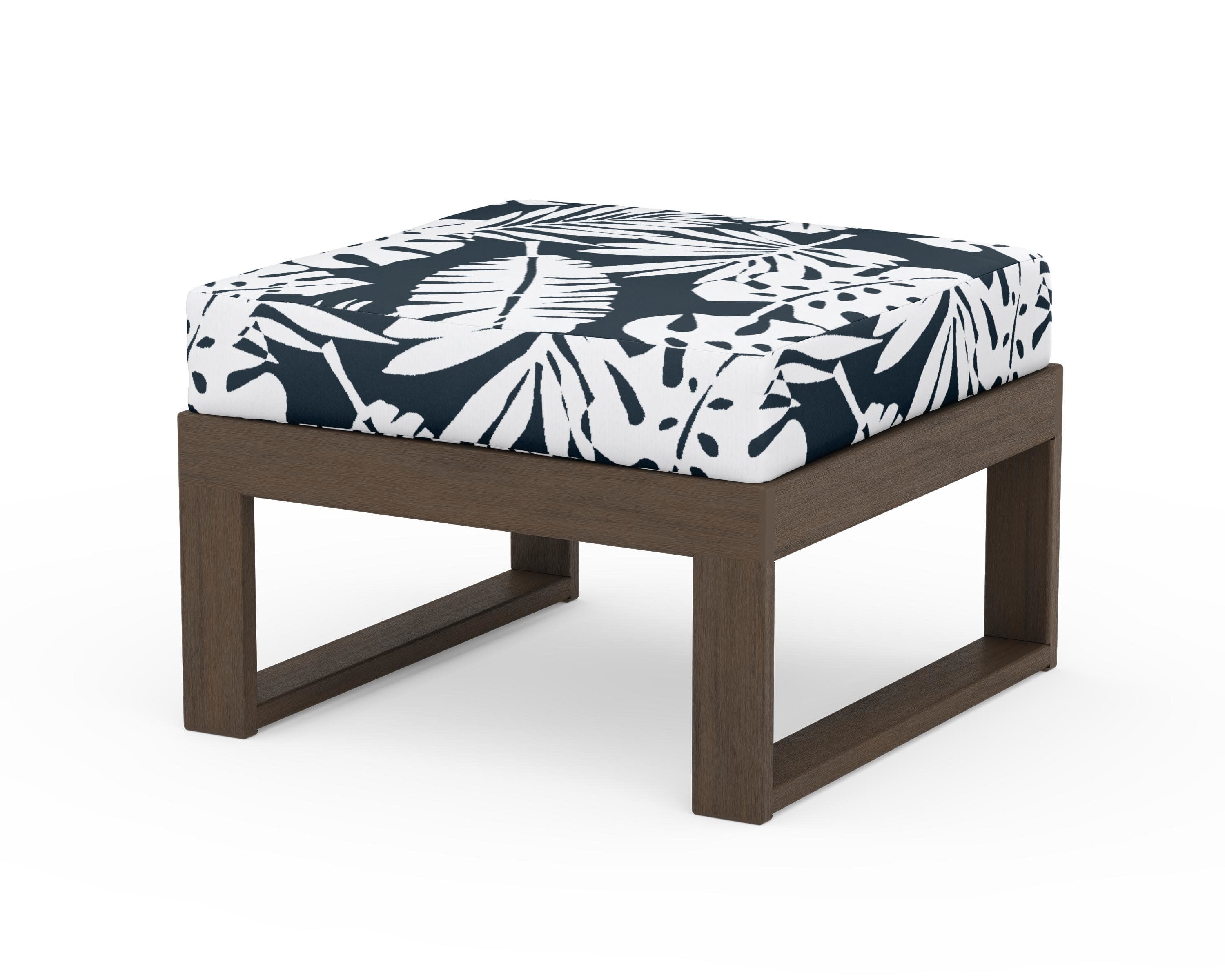 Modular Ottoman - Modern in Kona / Leaf Marine Indigo