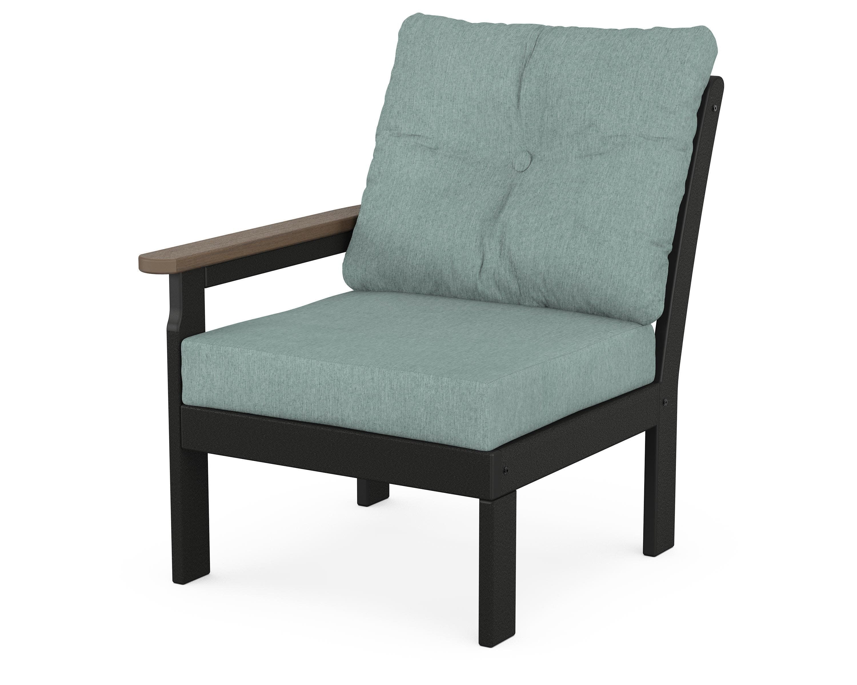 Vineyard Modular Left Arm Chair in Black / Kona / Glacier Spa