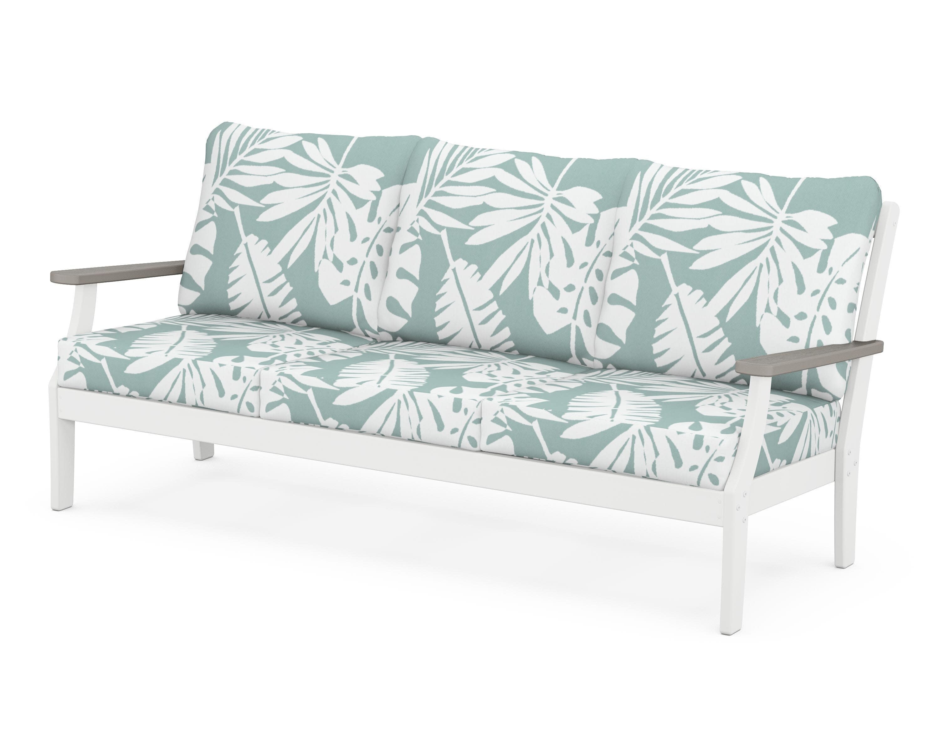 Braxton Deep Seating Sofa in White / Driftwood / Leaf Glacier Spa