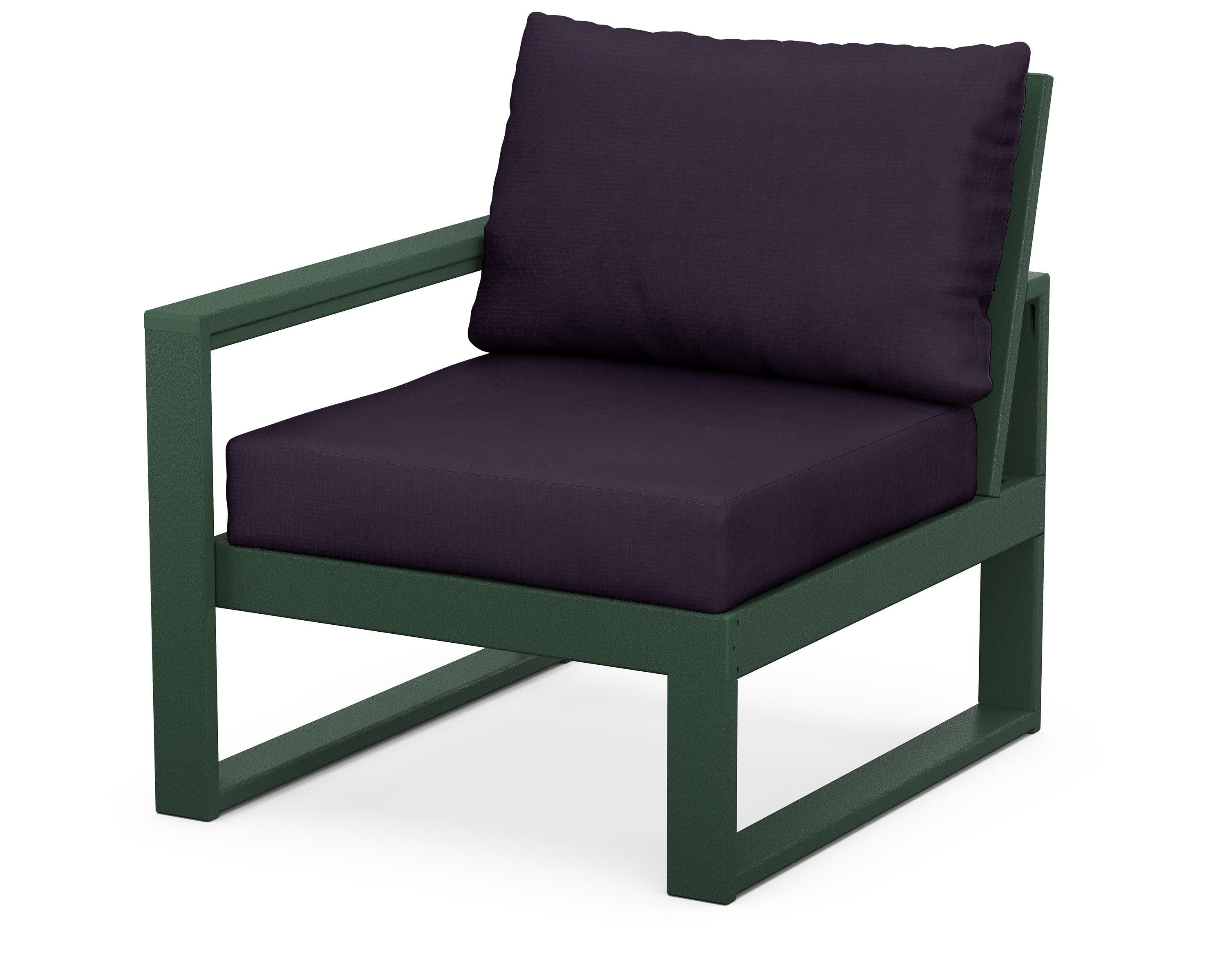 EDGE Modular Left Arm Chair in Green / Navy Linen