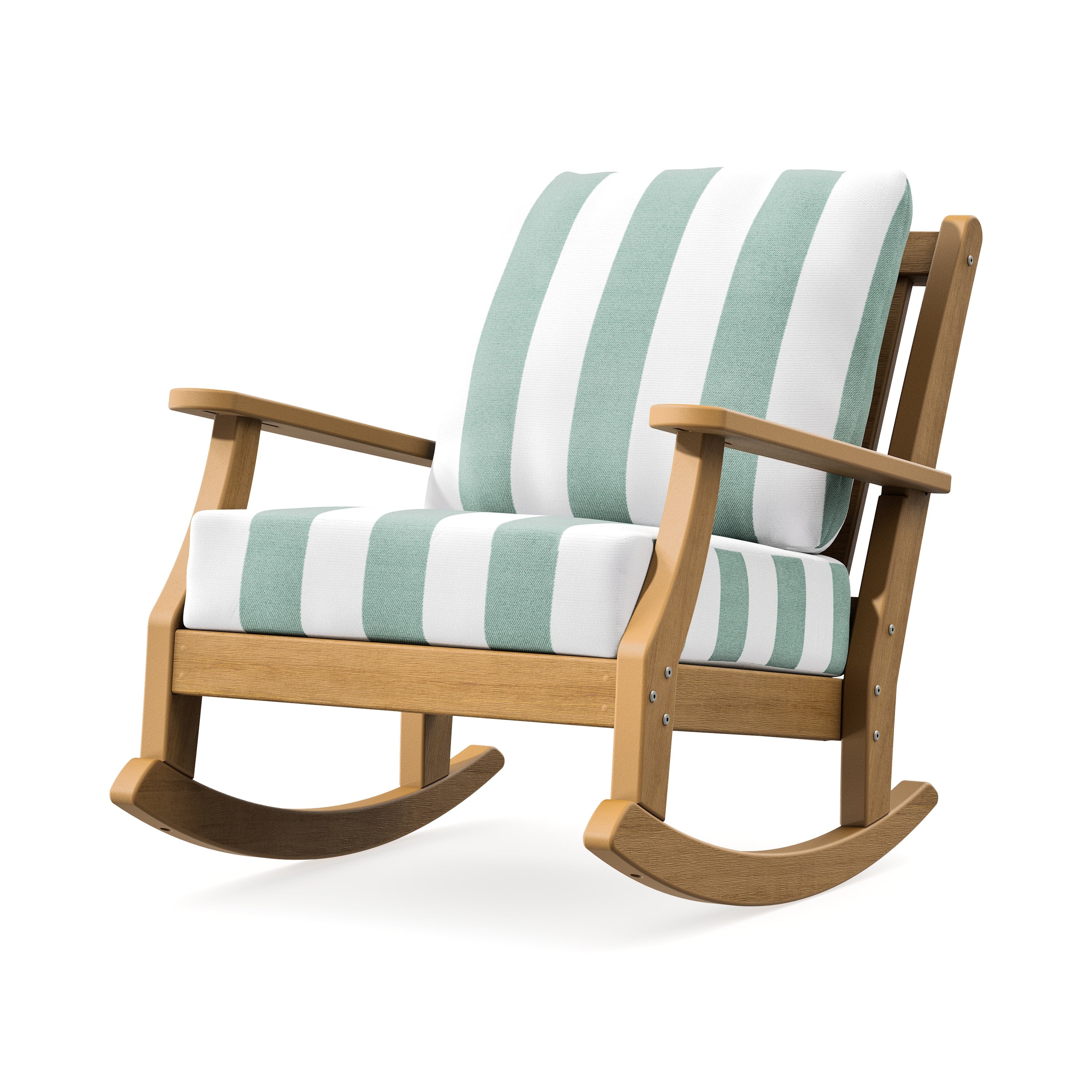 Wovendale Deep Seating Rocking Chair in Natural / Cabana Stripe Glacier Spa