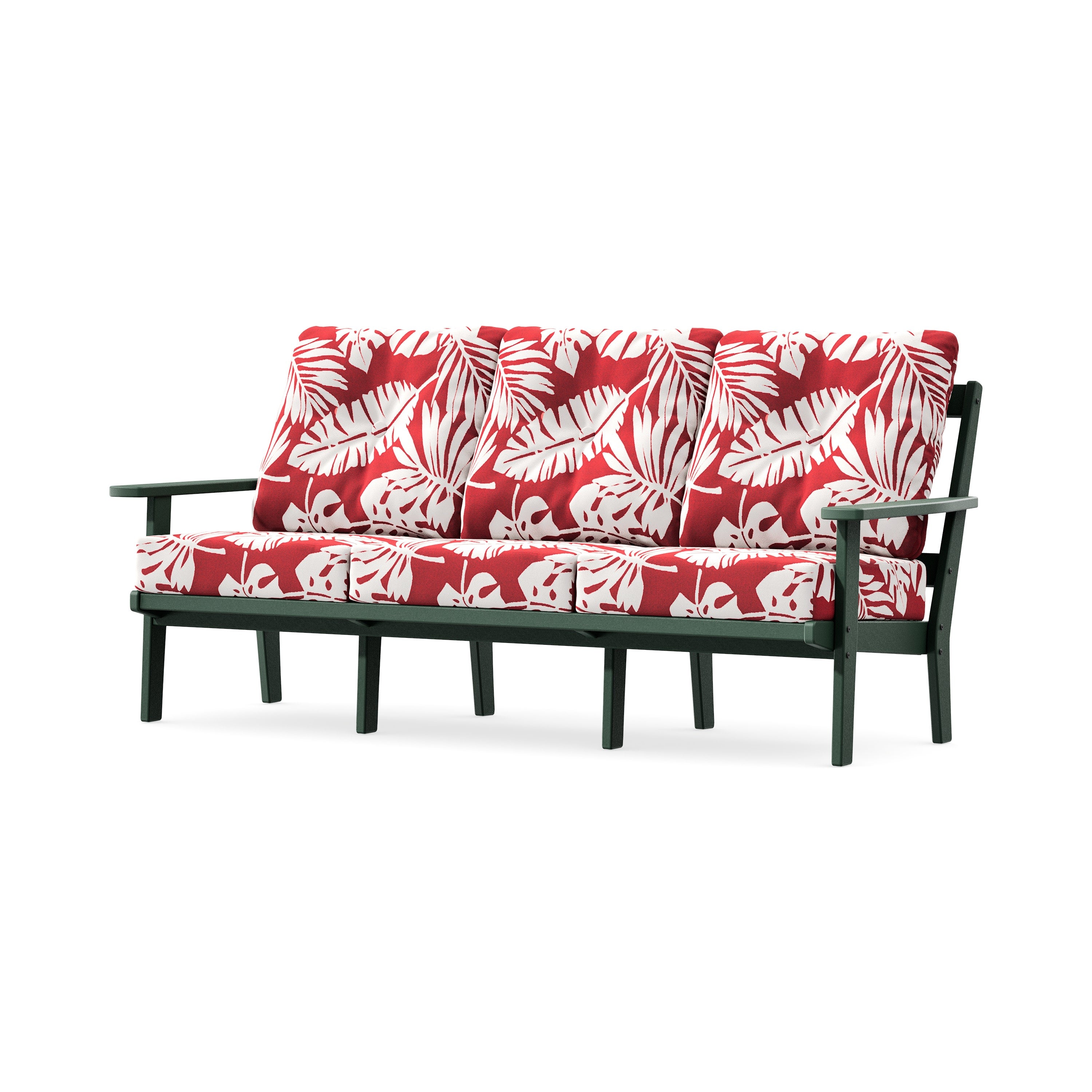 PrairieDeep Seating Sofa in Green / Leaf Crimson