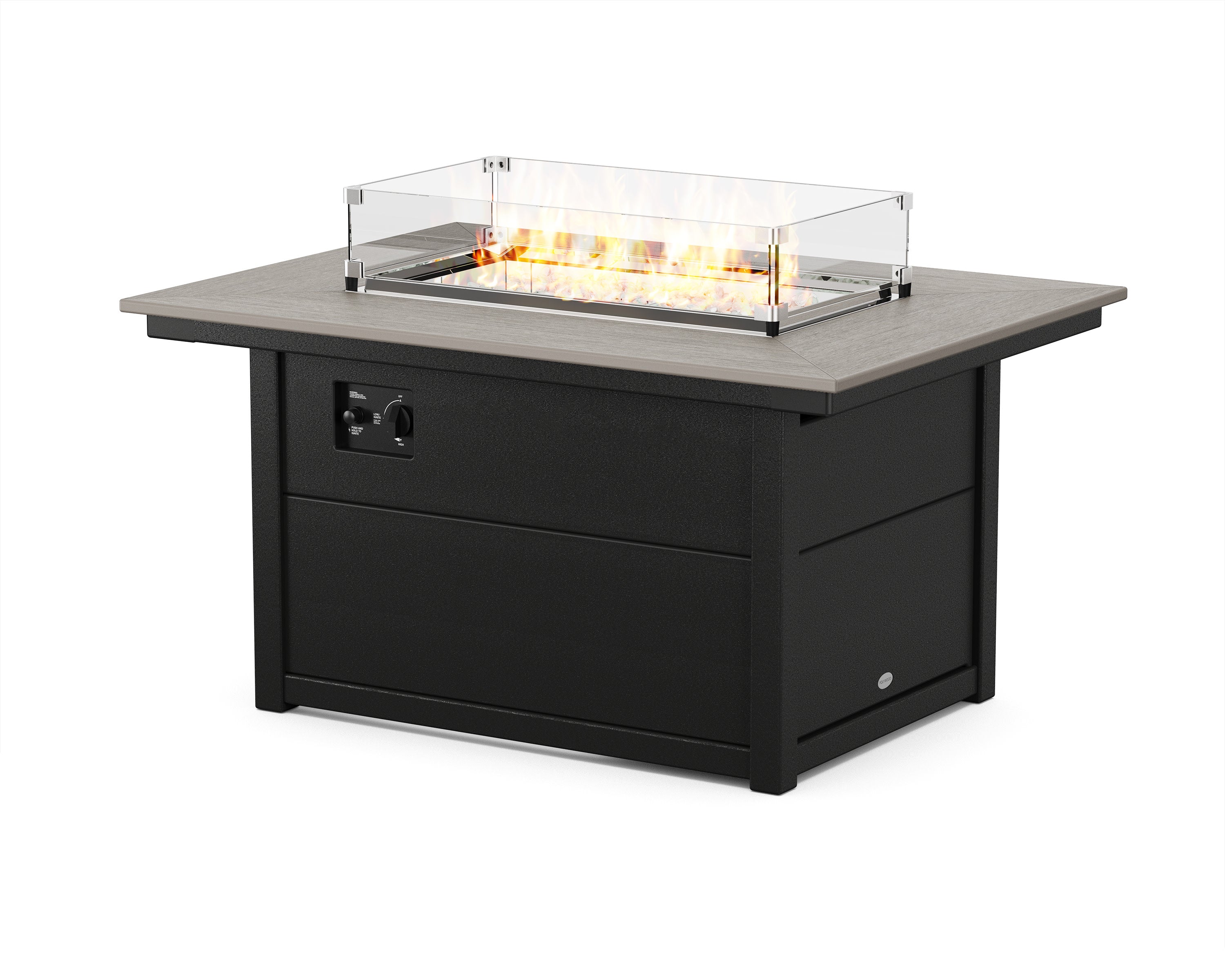 Rectangle 34" X 46" Fire Pit Table in Black / Driftwood