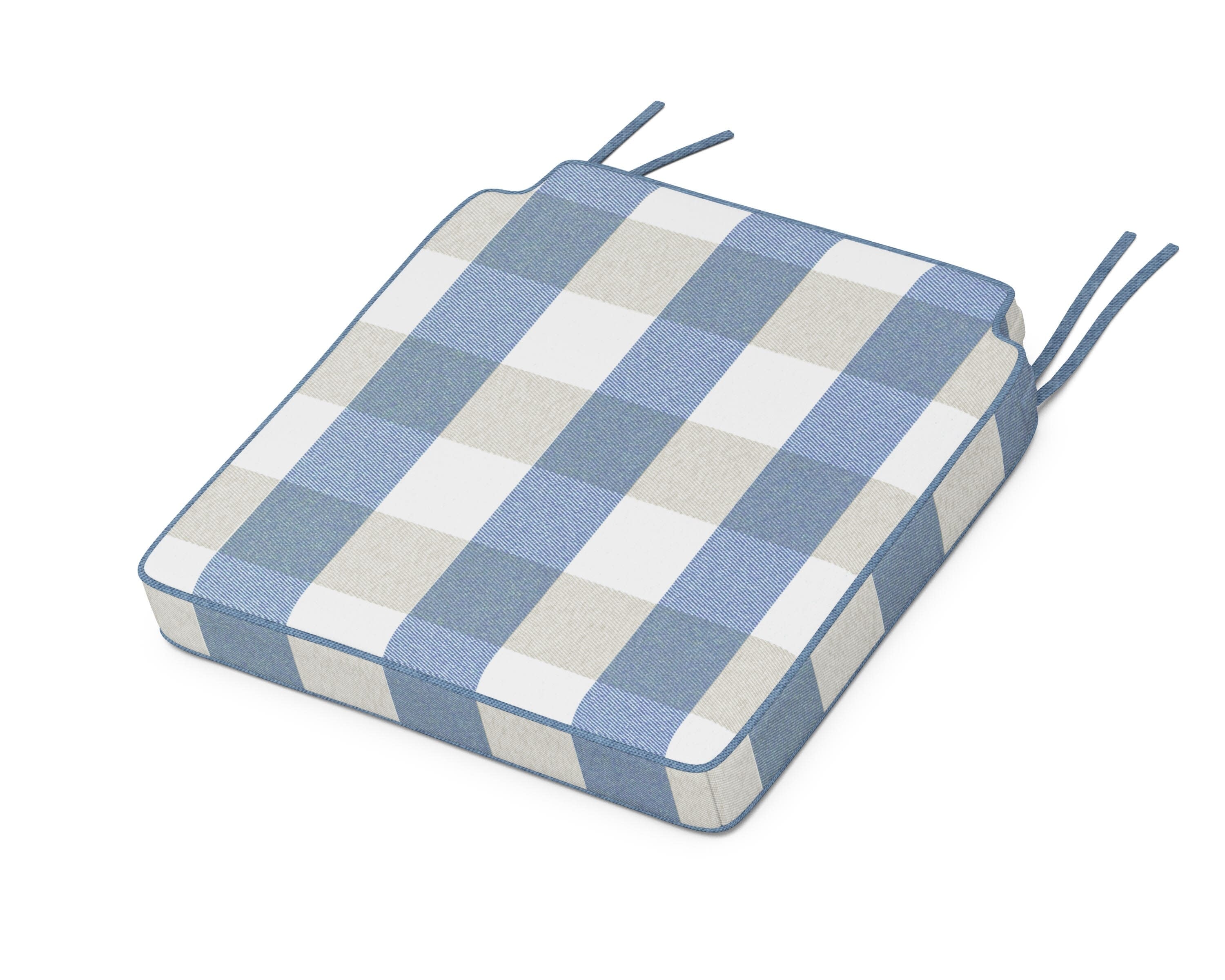 Acadia Dining Side Seat Cushion in Buffalo Plaid Sky Blue