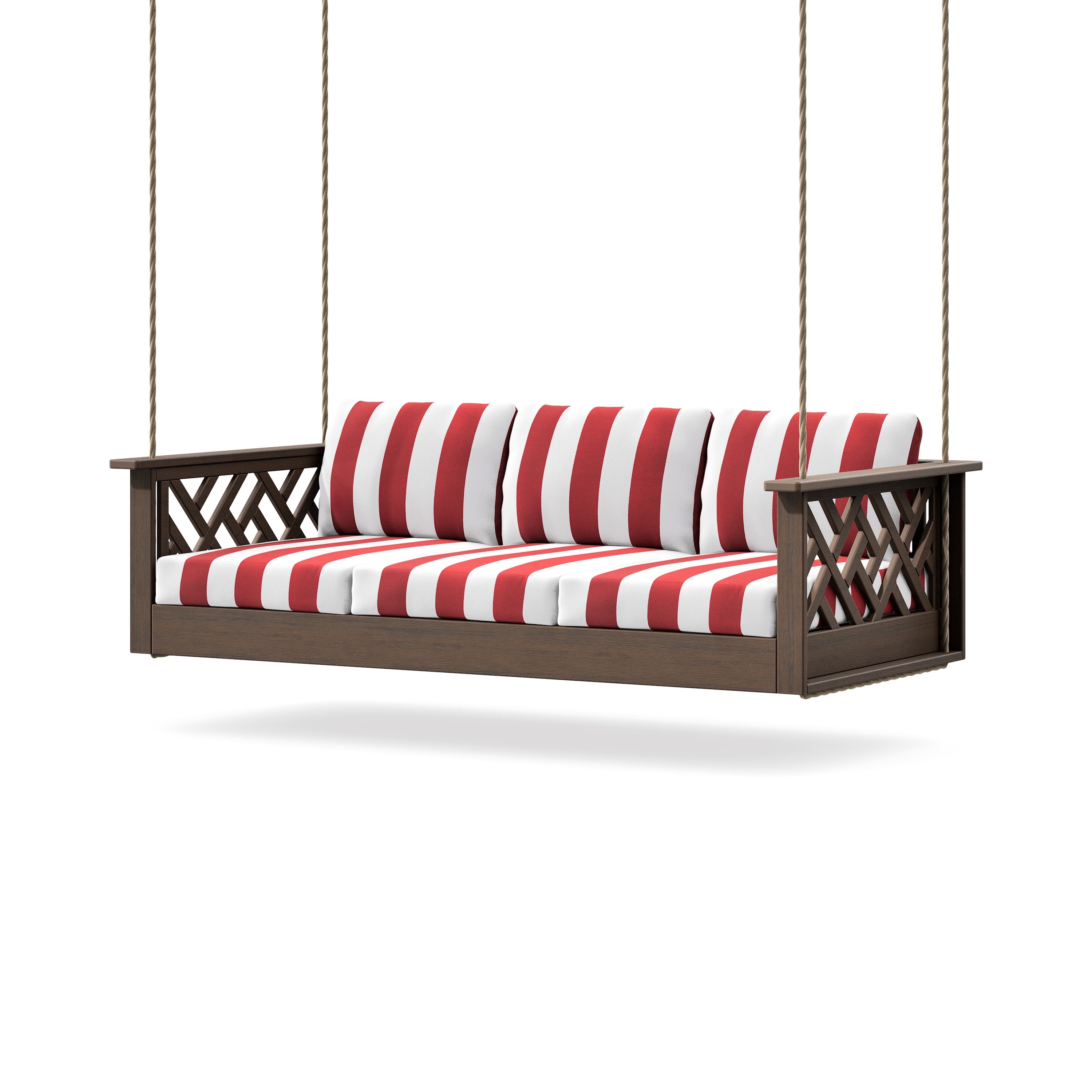 Chippendale Daybed Swing in Kona / Cabana Stripe Crimson