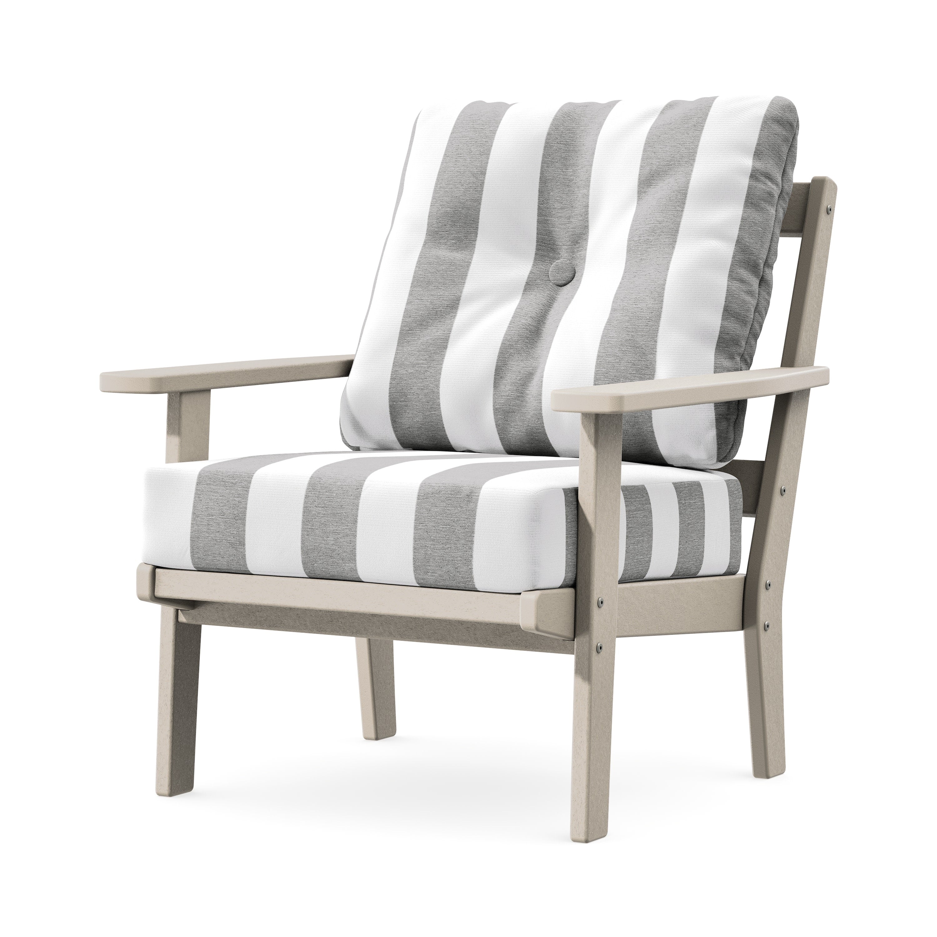 Prairie Deep Seating Chair in Sand / Cabana Stripe Grey Mist