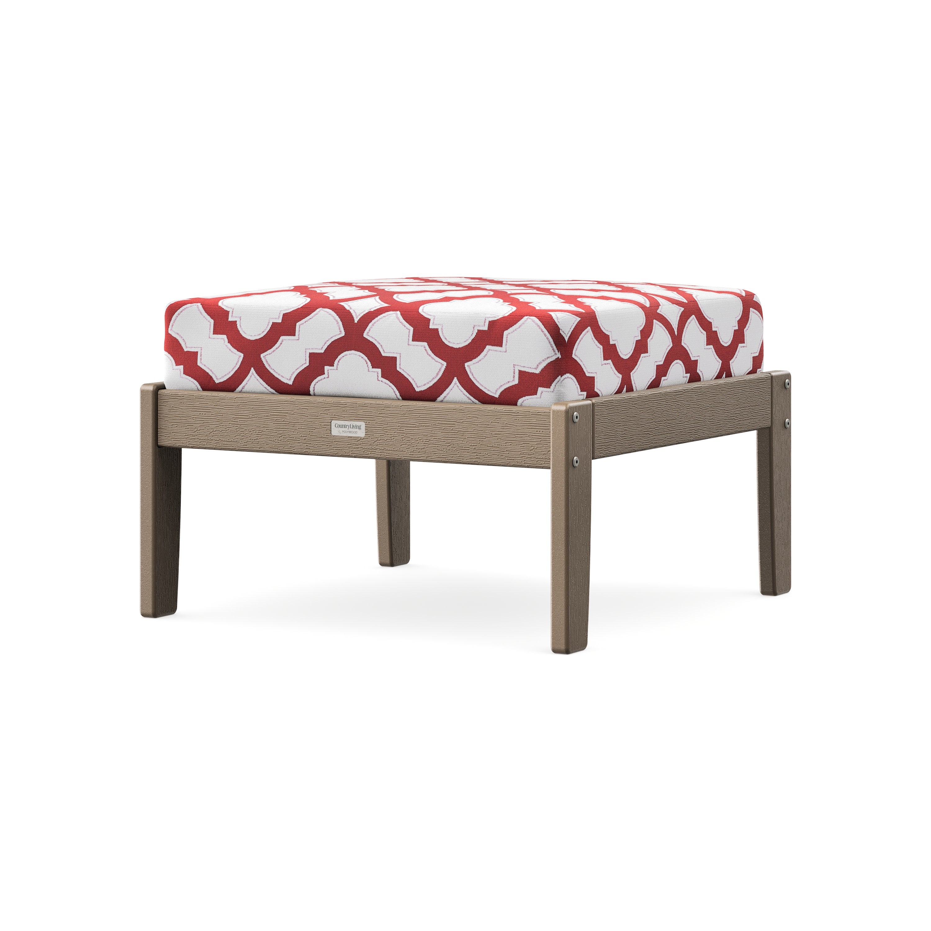 Cottage Deep Seating Ottoman in Vintage Sahara / Trellis Crimson
