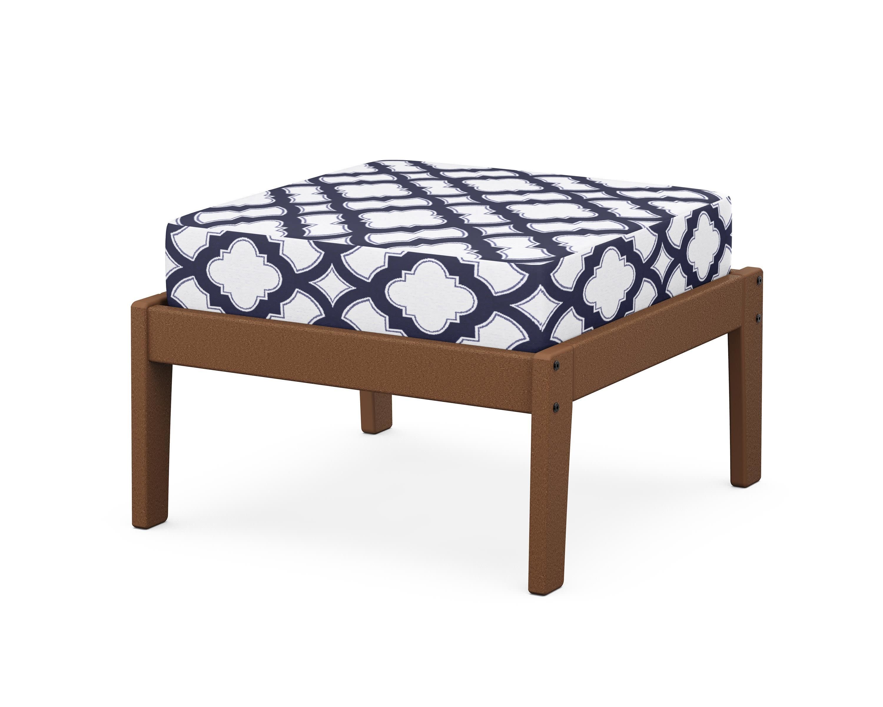Deep Seating Ottoman in Teak / Trellis Navy