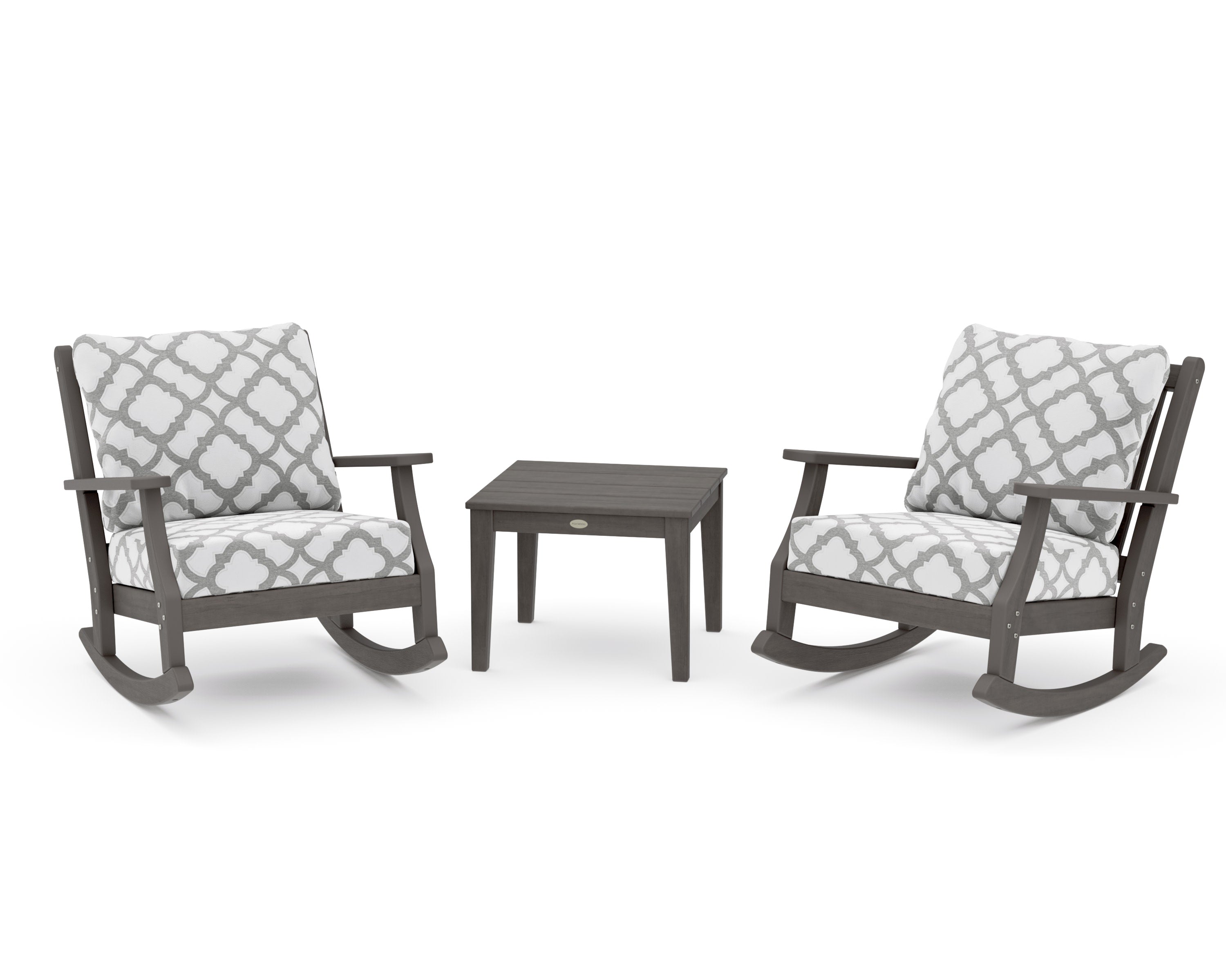 Wovendale 3-Piece Deep Seating Rocker Set in Driftwood / Trellis Grey Mist