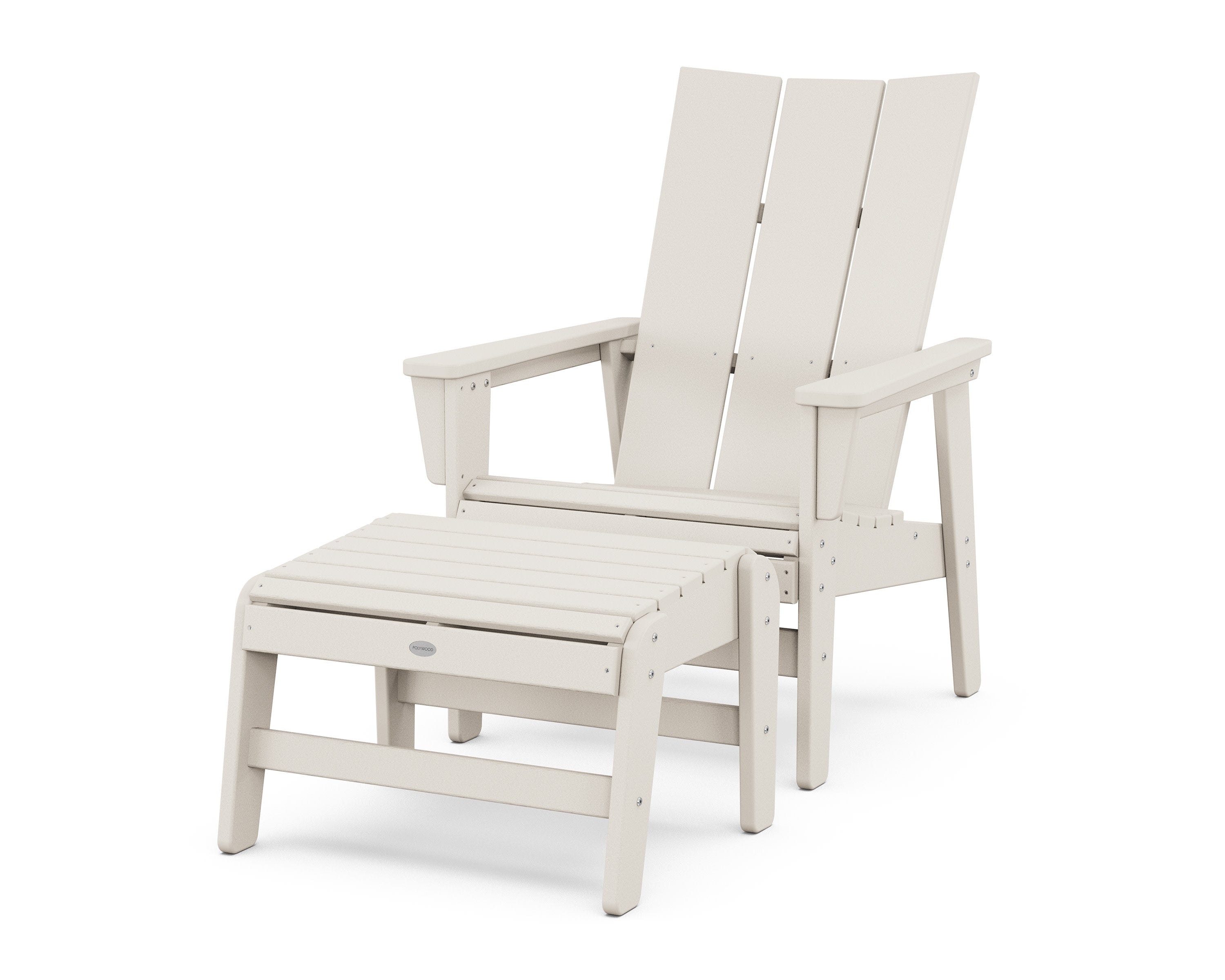 Modern Grand Upright Adirondack Chair with Ottoman in Sand