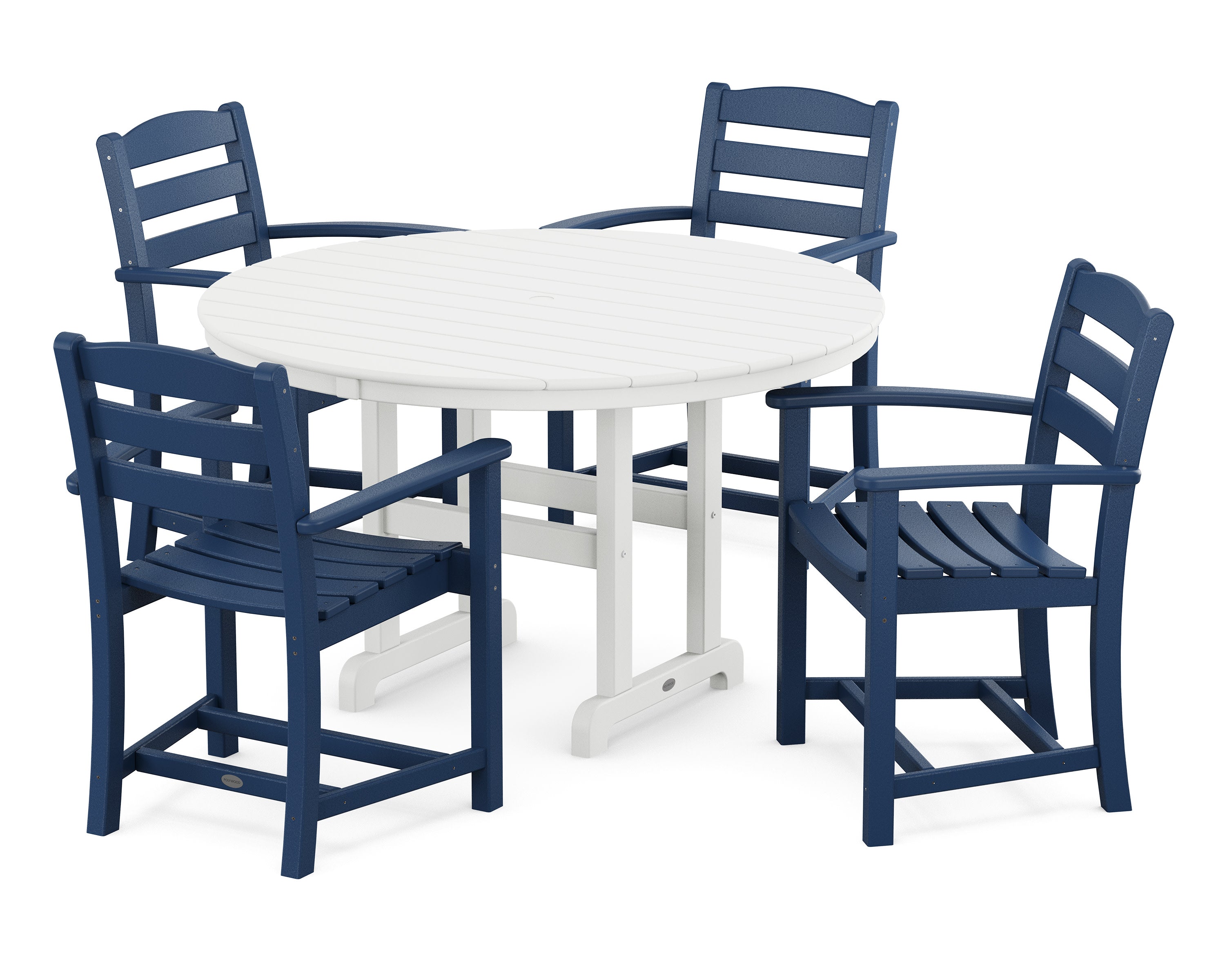 La Casa Caf 5-Piece Round Farmhouse Dining Set in Navy / White