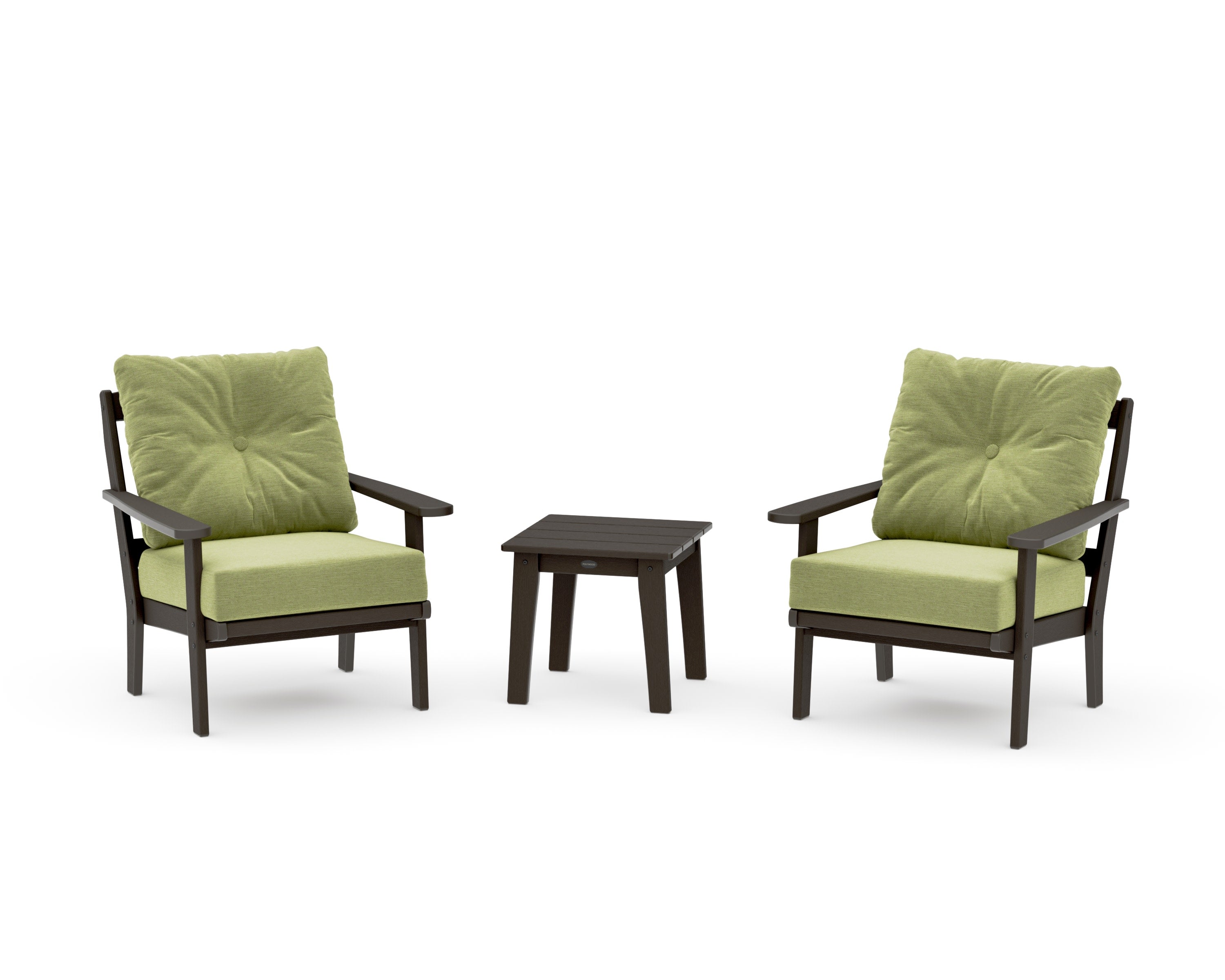 Mission 3-Piece Deep Seating Set in Vintage Coffee / Chartreuse Boucle